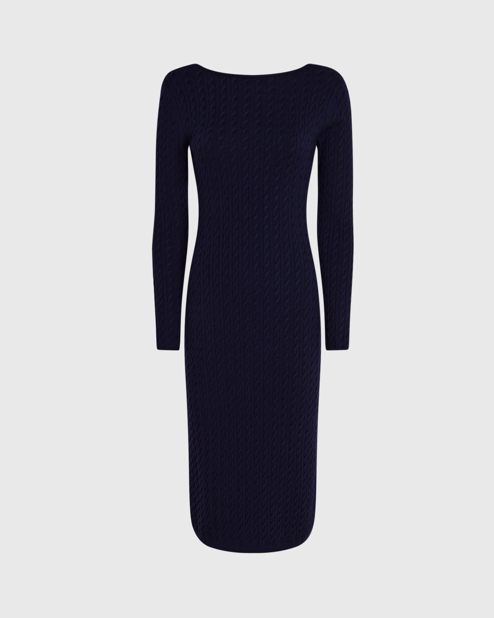 Open Back Cable-Knit Midi Dress