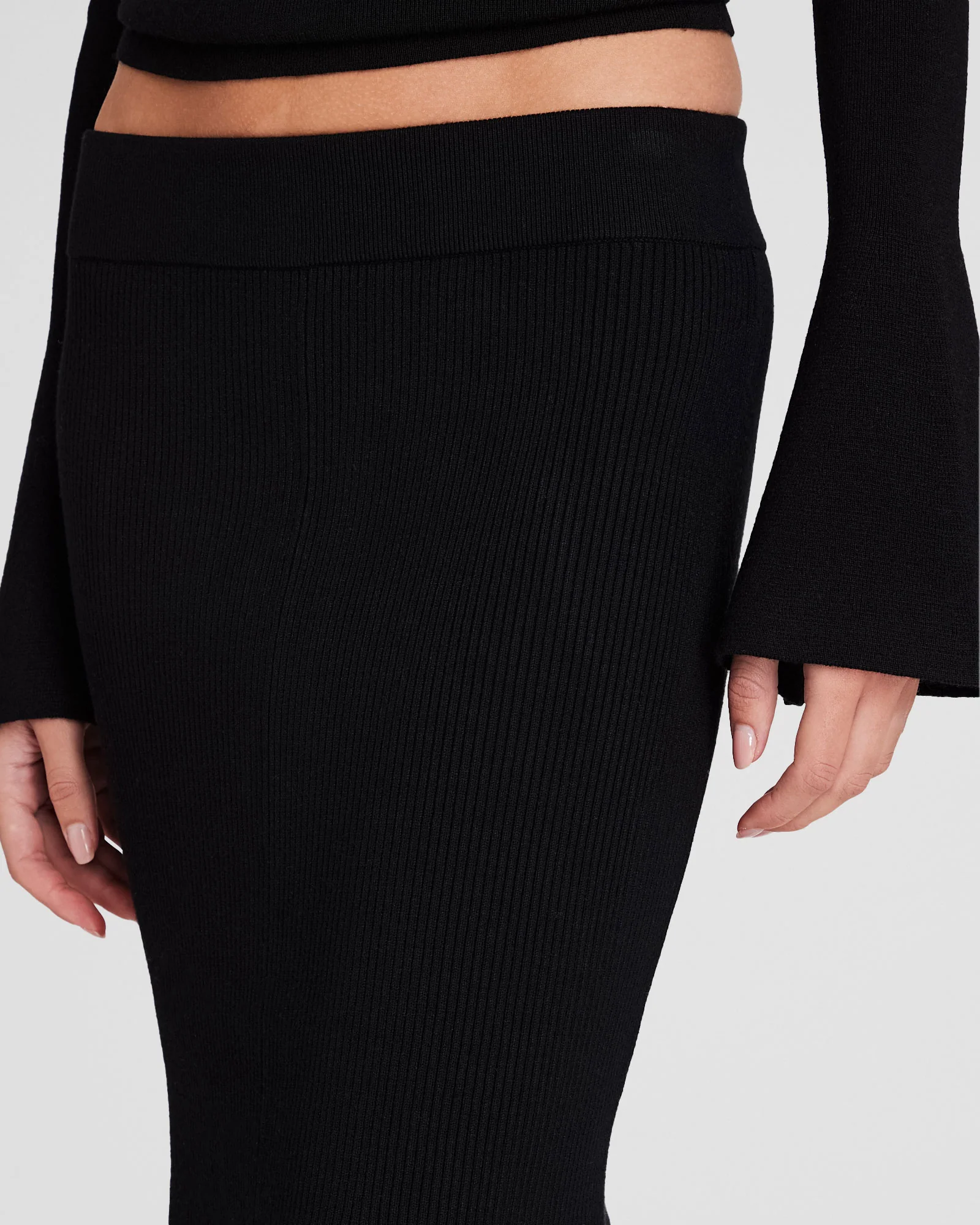Fluted Knit Midi Skirt