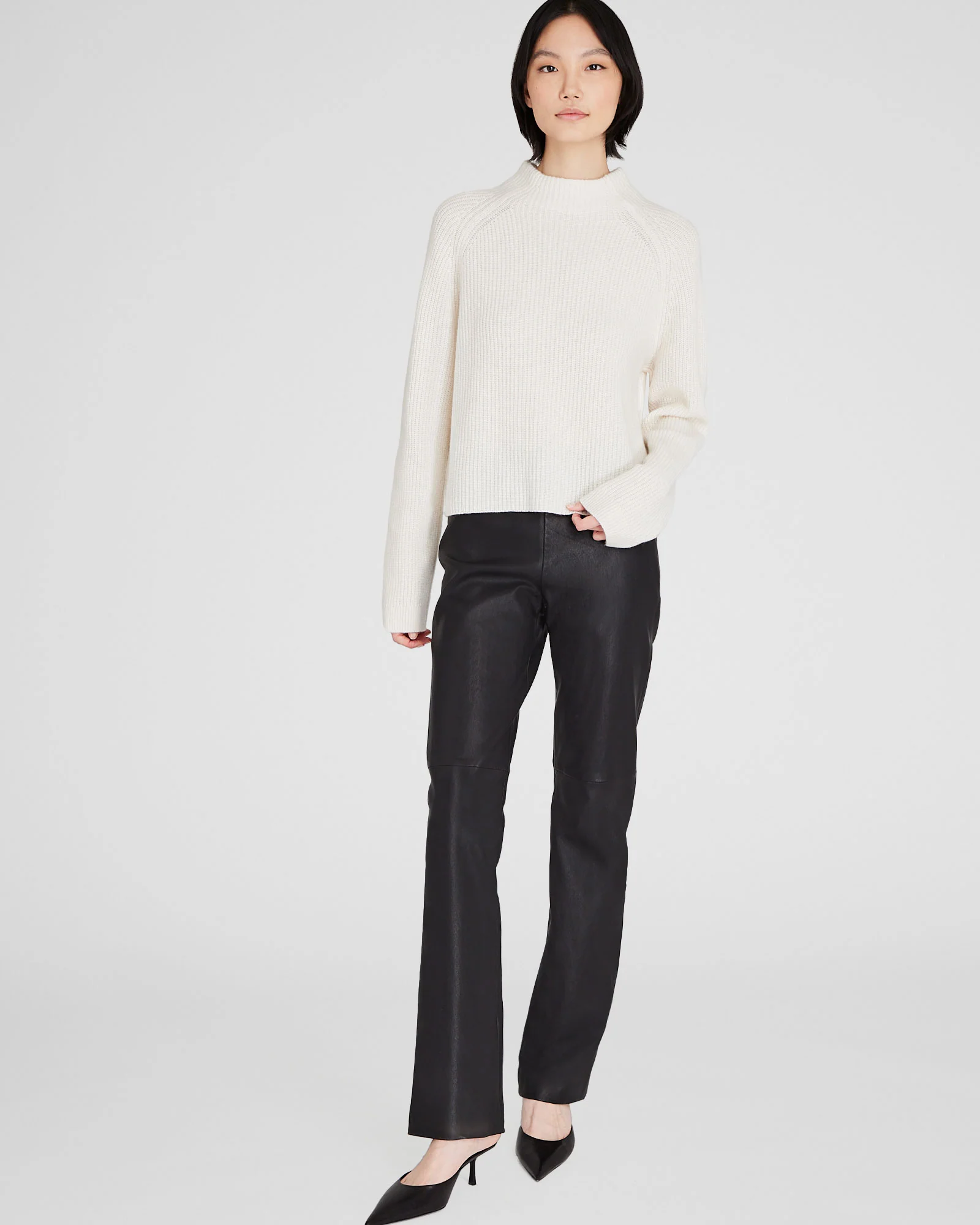 Cashmere Cropped Mockneck Sweater