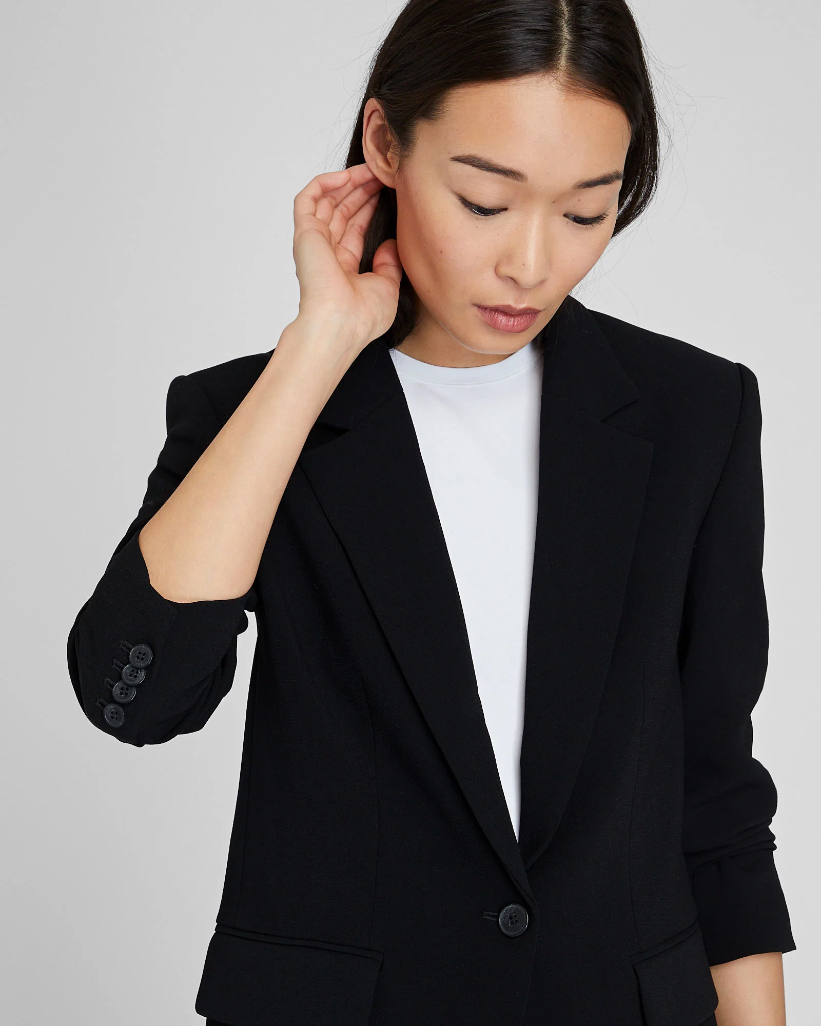 Relaxed Single Breasted Crepe Blazer