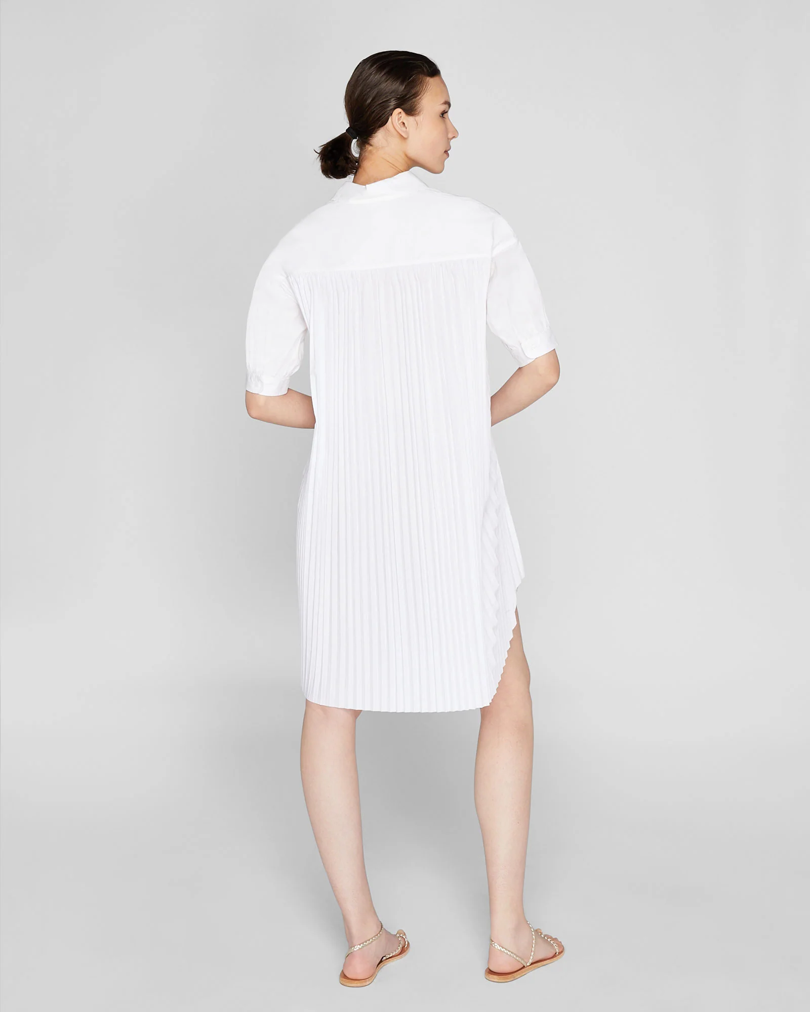 Novel Pleated Shirt Dress
