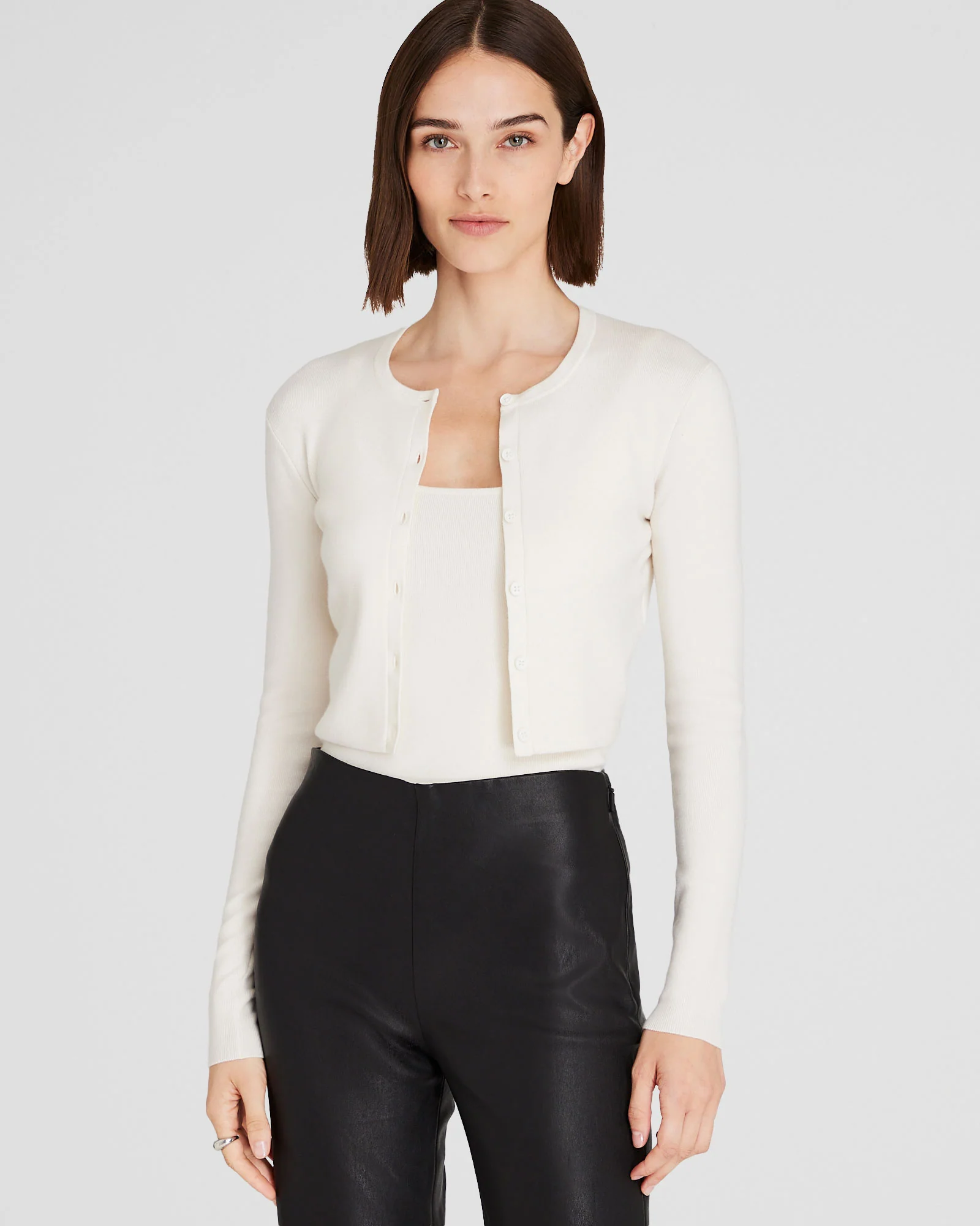 Merino Rib Cropped Cardigan