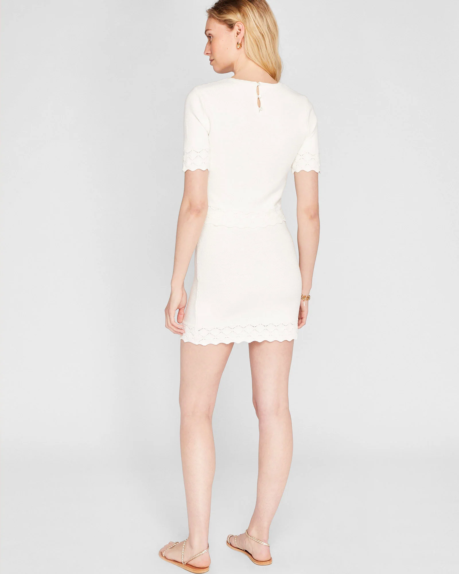 Pointelle Detail Mini Skirt