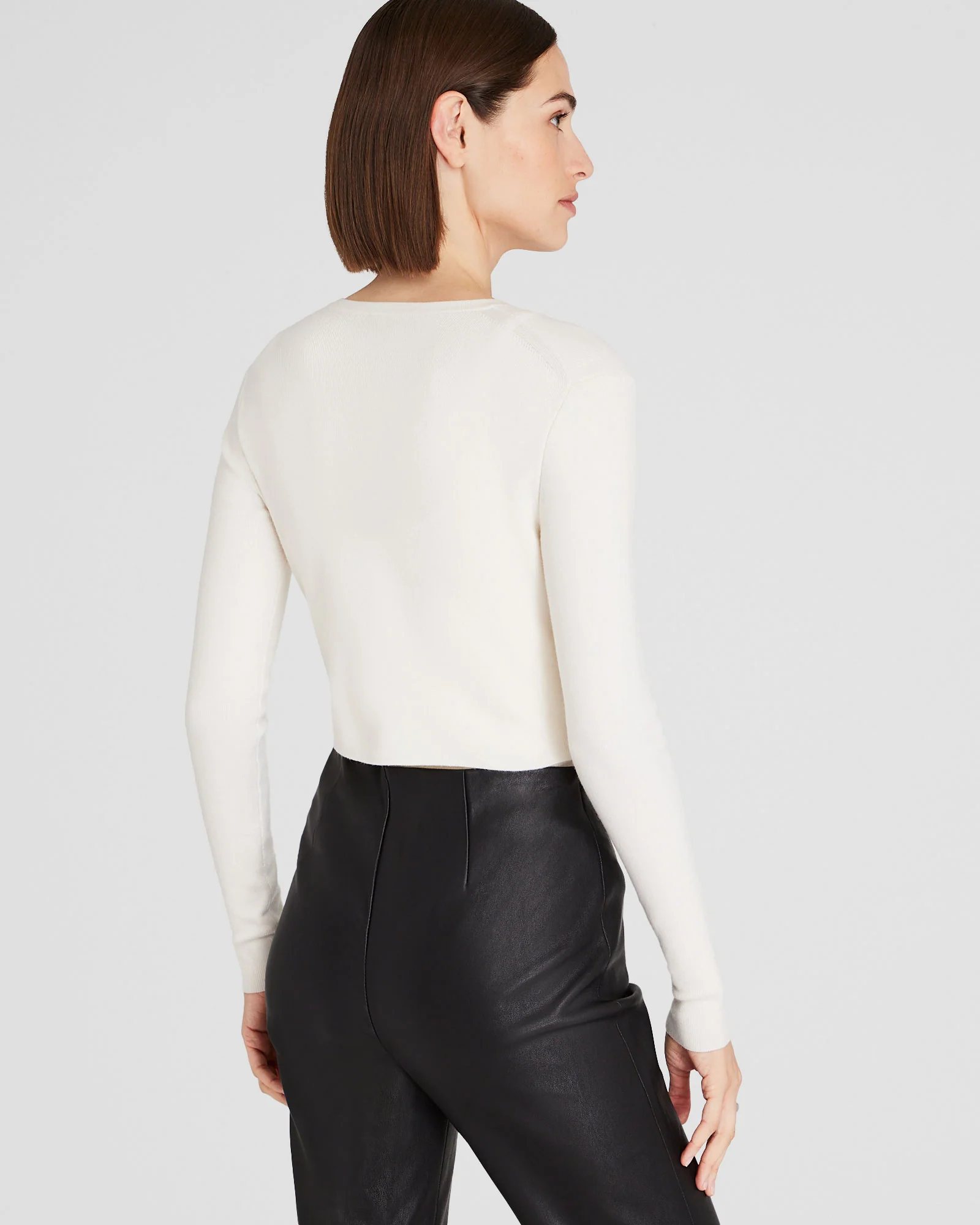 Merino Rib Cropped Cardigan