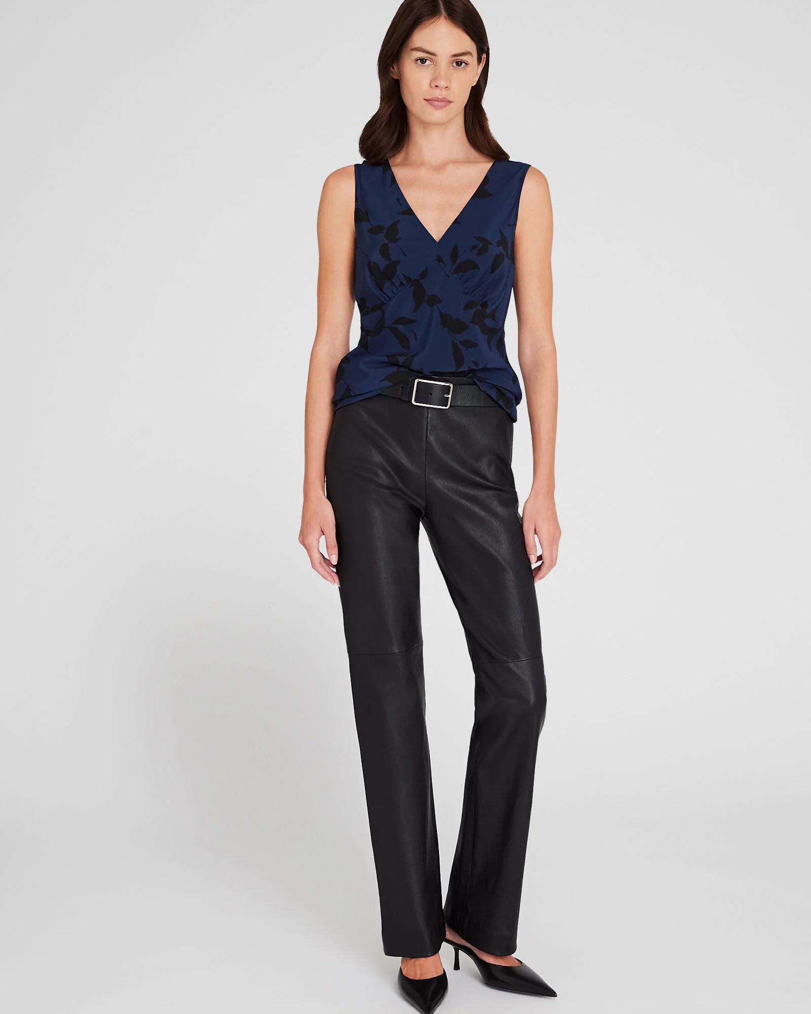 Printed Silk V-Neck Sleeveless Top