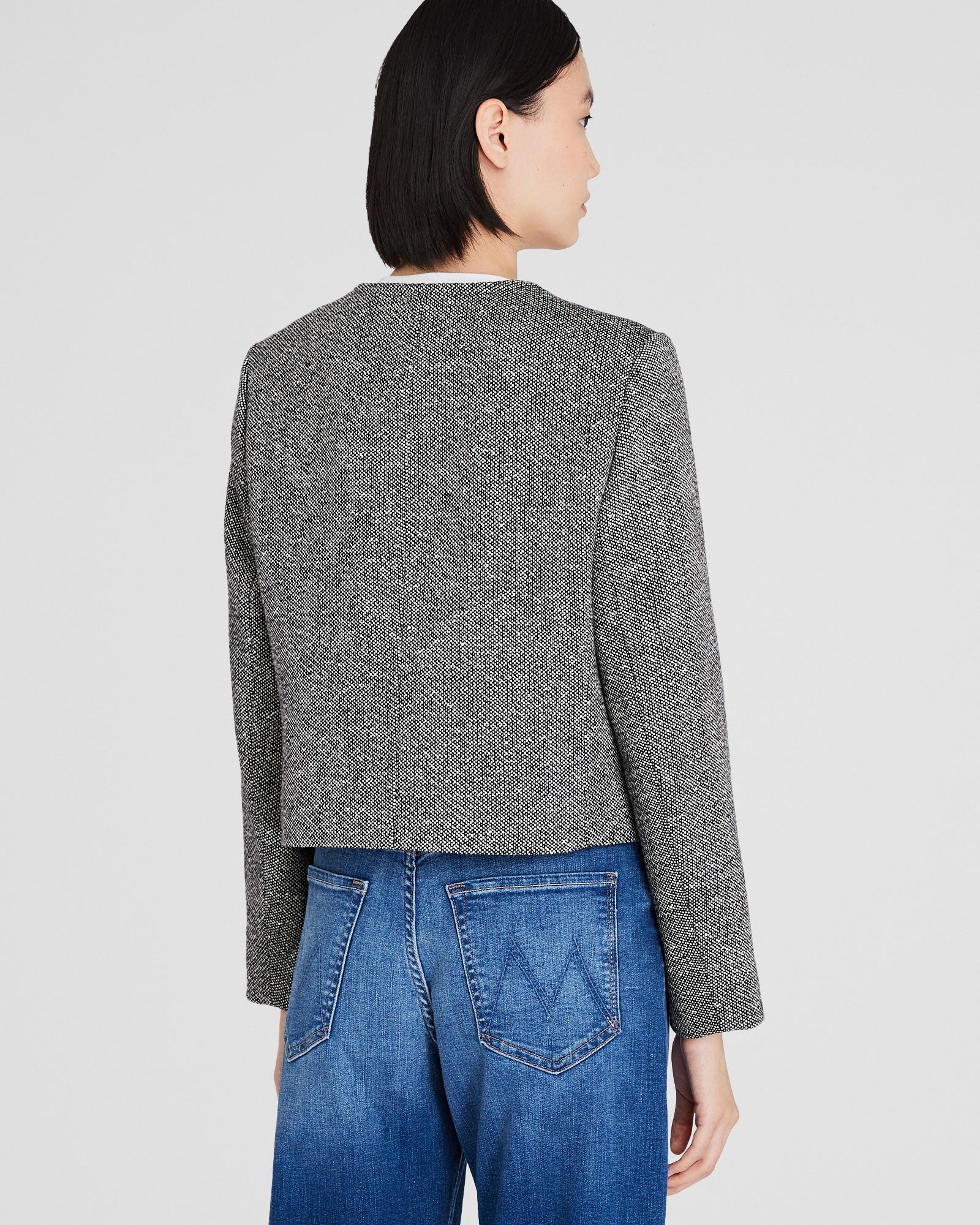 Collarless Tweed Jacket