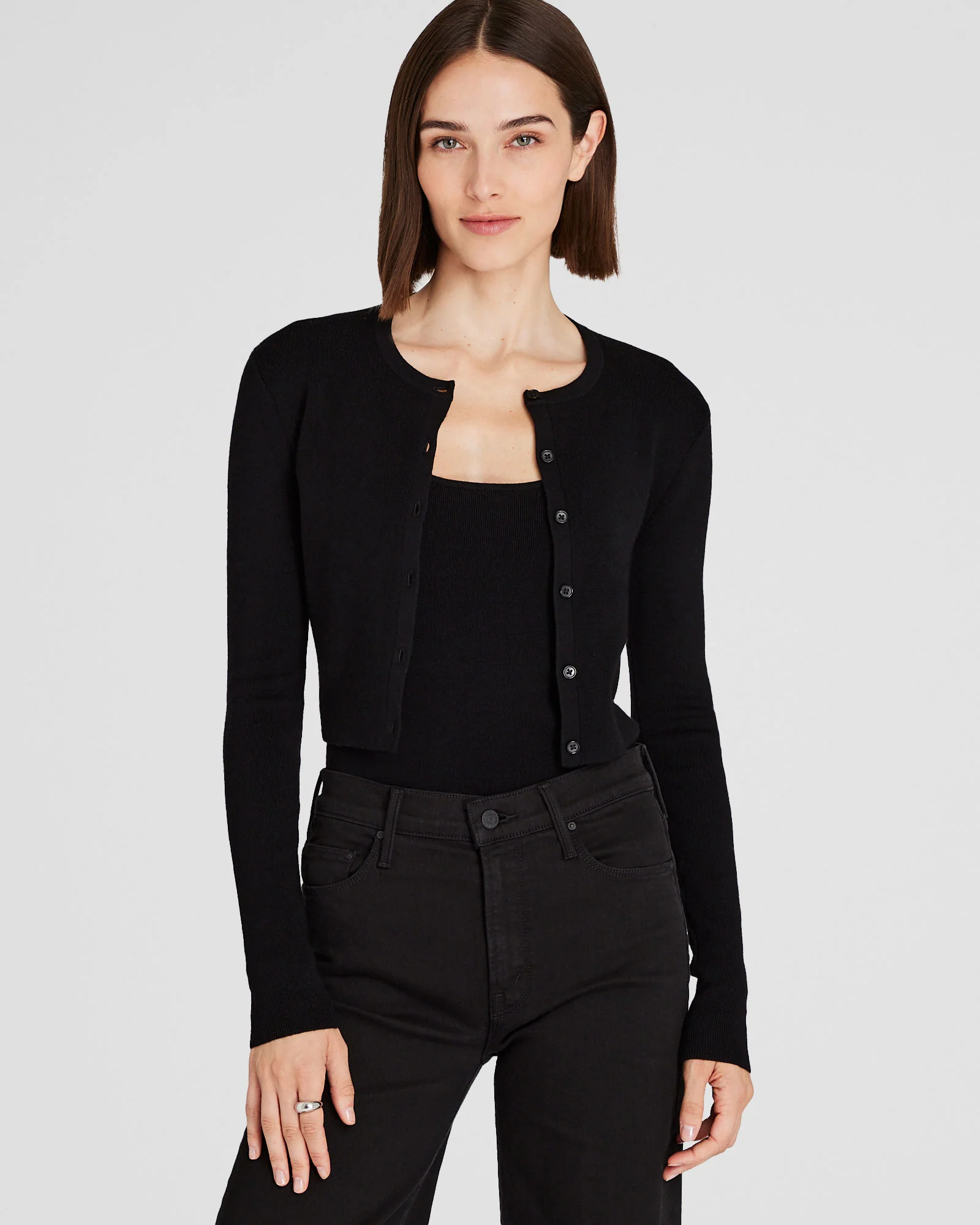 Merino Rib Cropped Cardigan