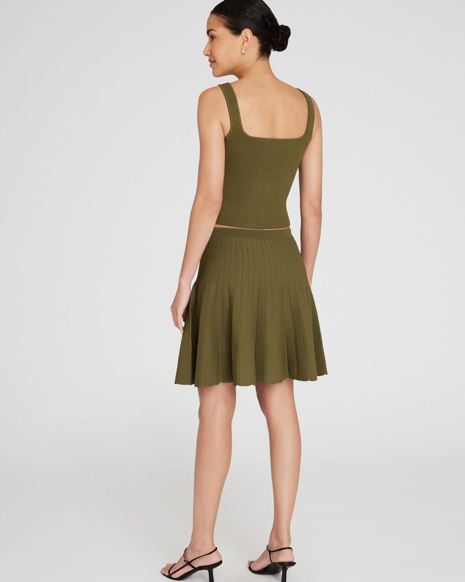 Pleated Mini Knit Skirt