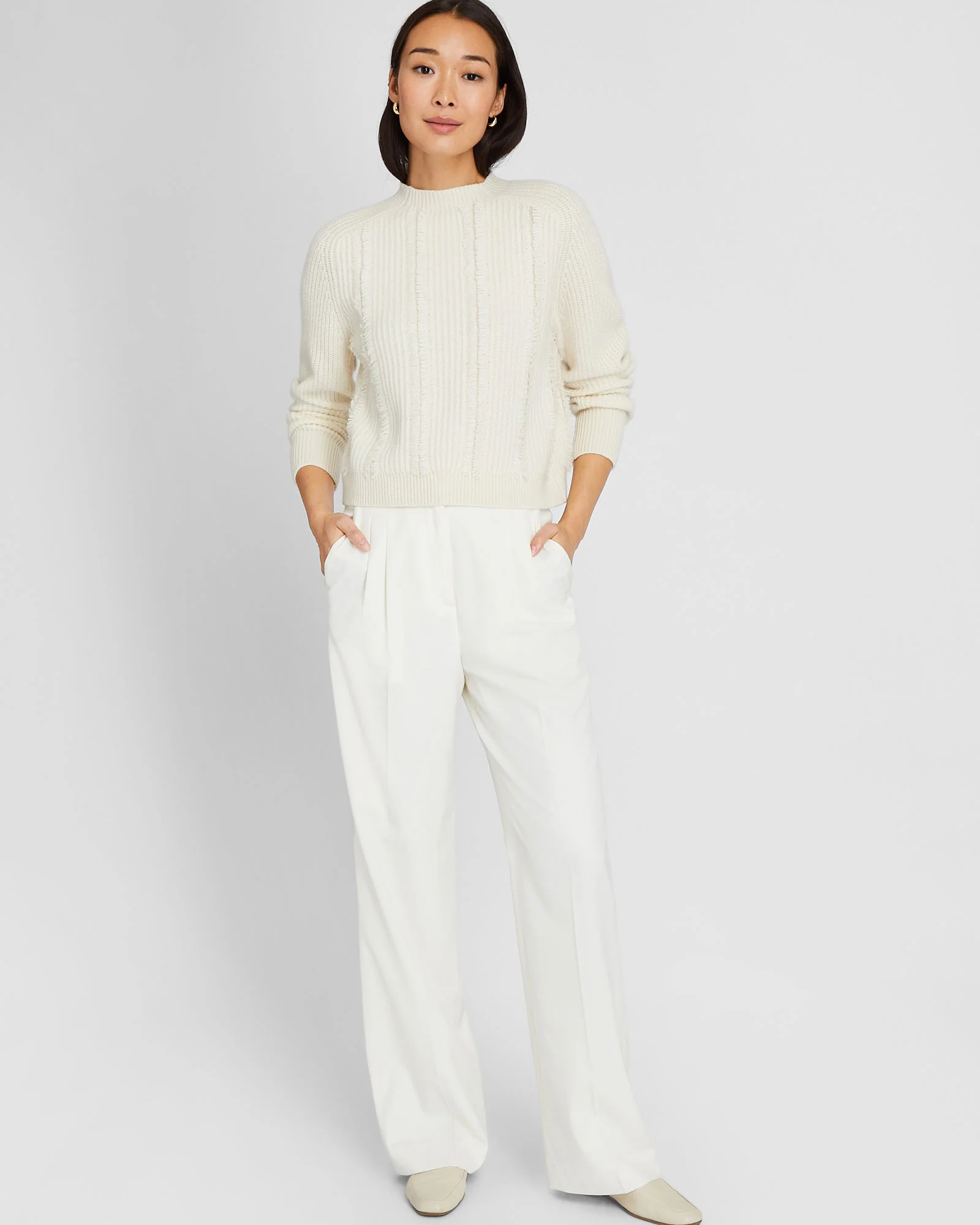 Cashmere Cropped Fringe Sweater