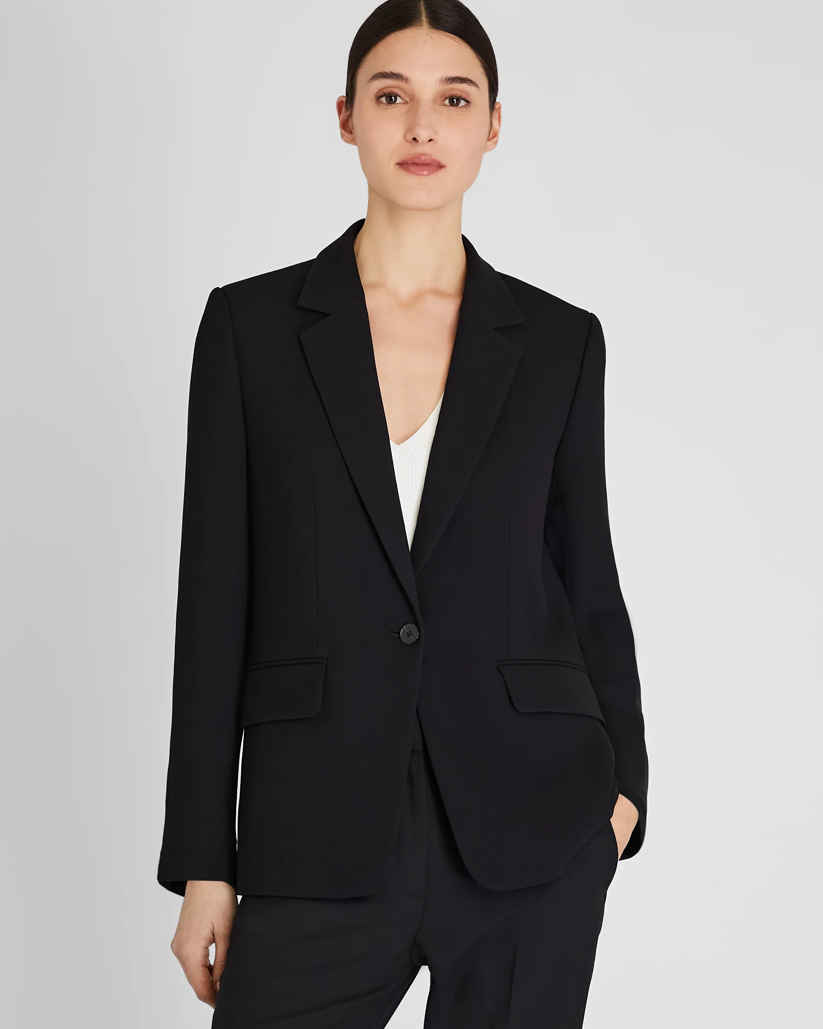 Relaxed Single-Breasted Crepe Blazer