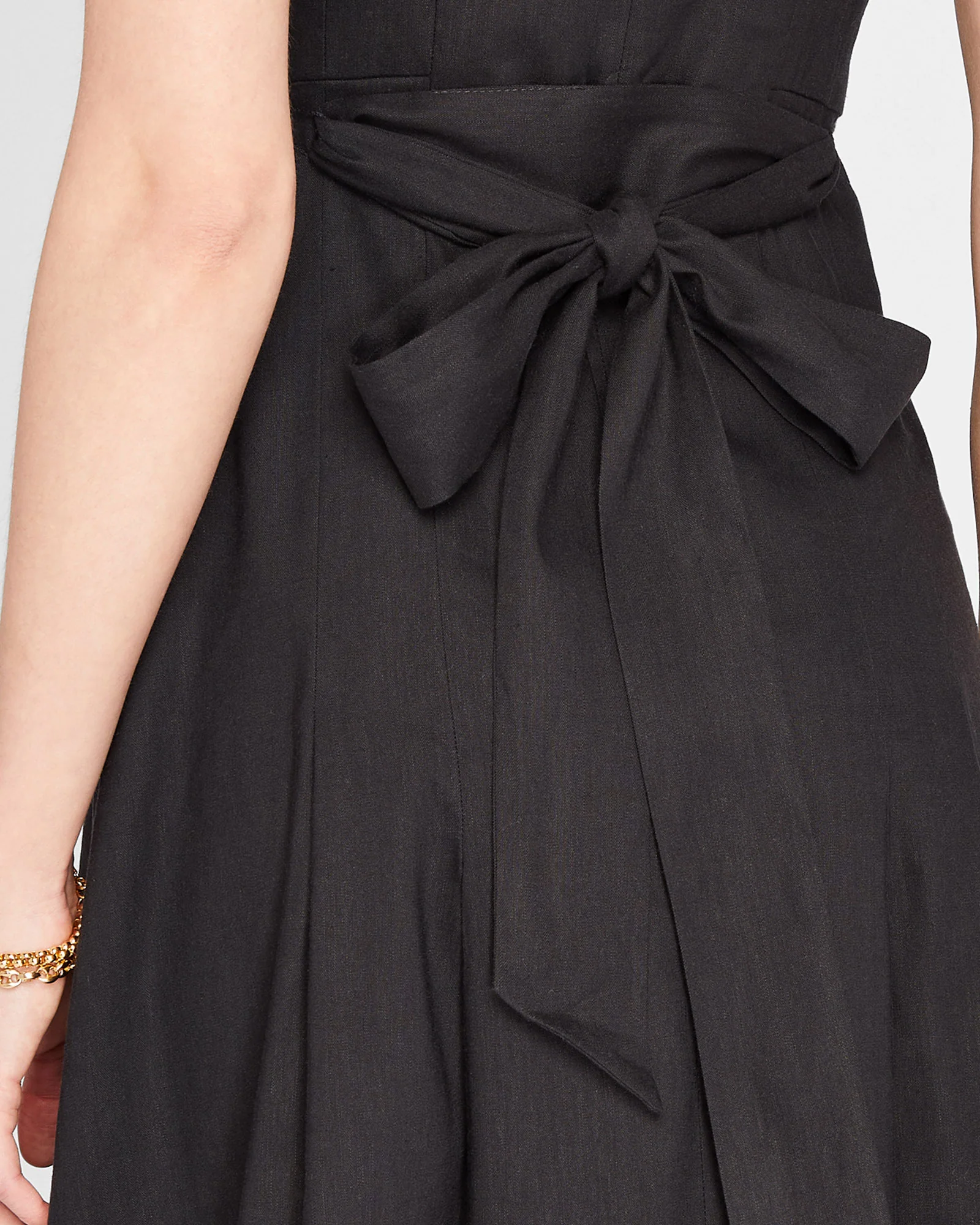 Solid Linen Blend Midi Dress