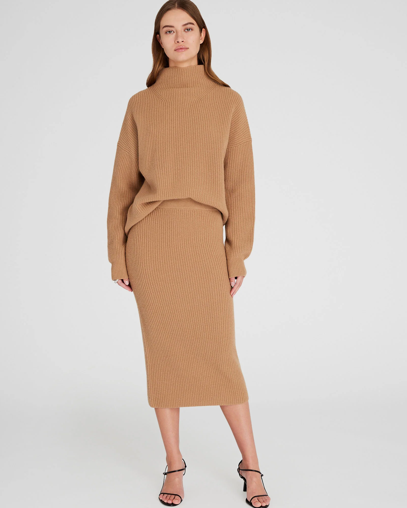Cashmere Ribbed Midi Skirt