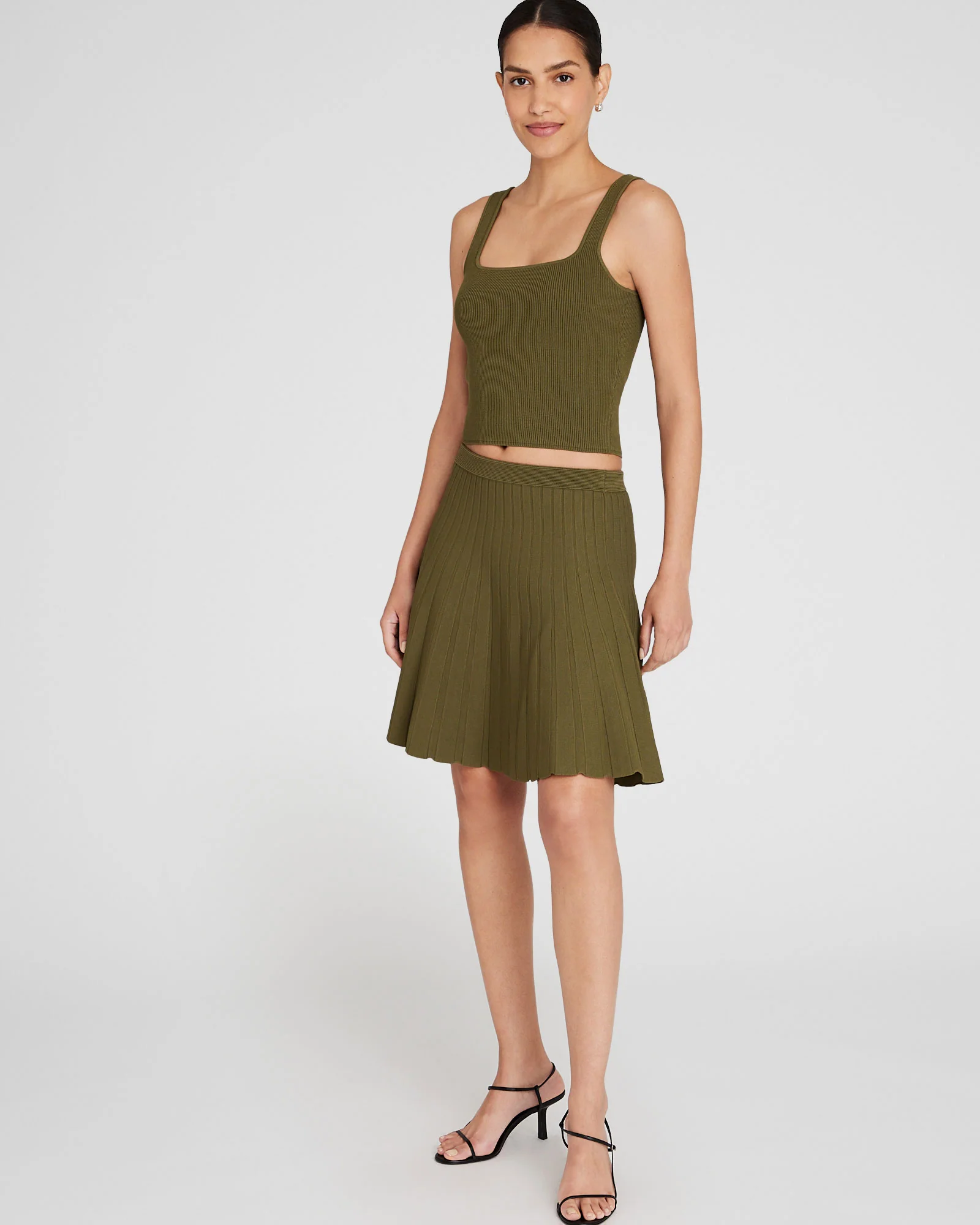 Pleated Mini Knit Skirt