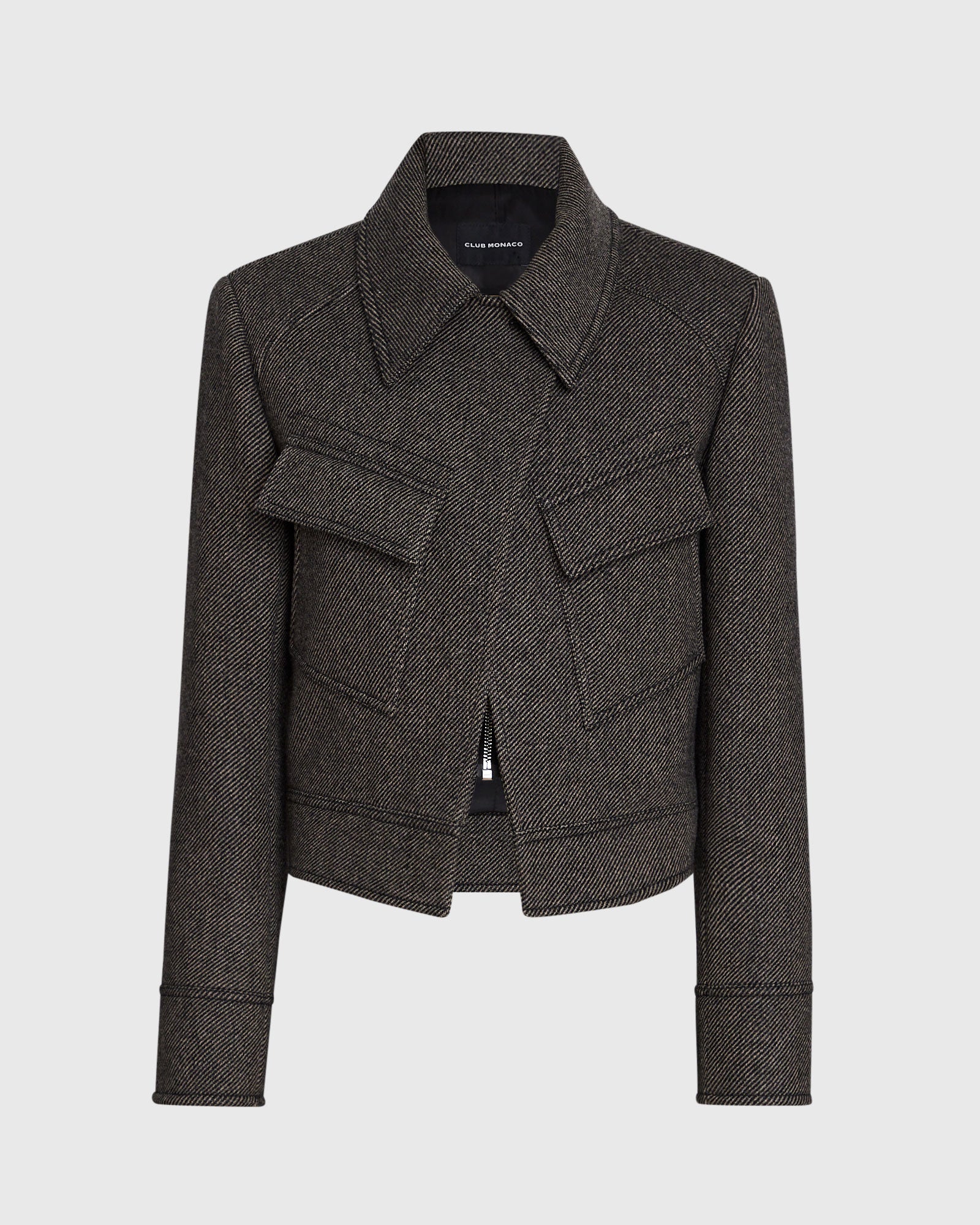 Cropped Wool Utility Jacket