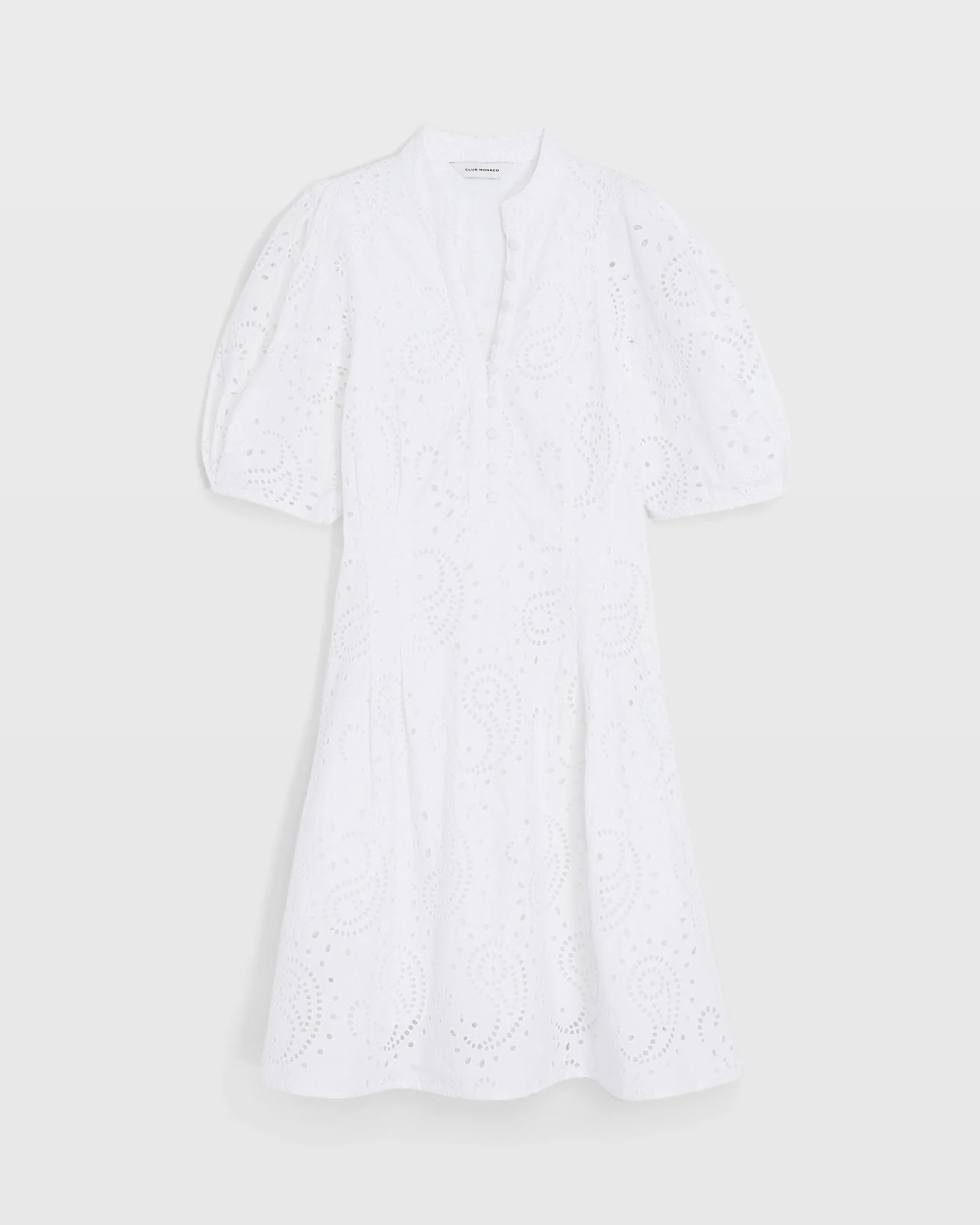 Eyelet Balloon Sleeve Mini Dress