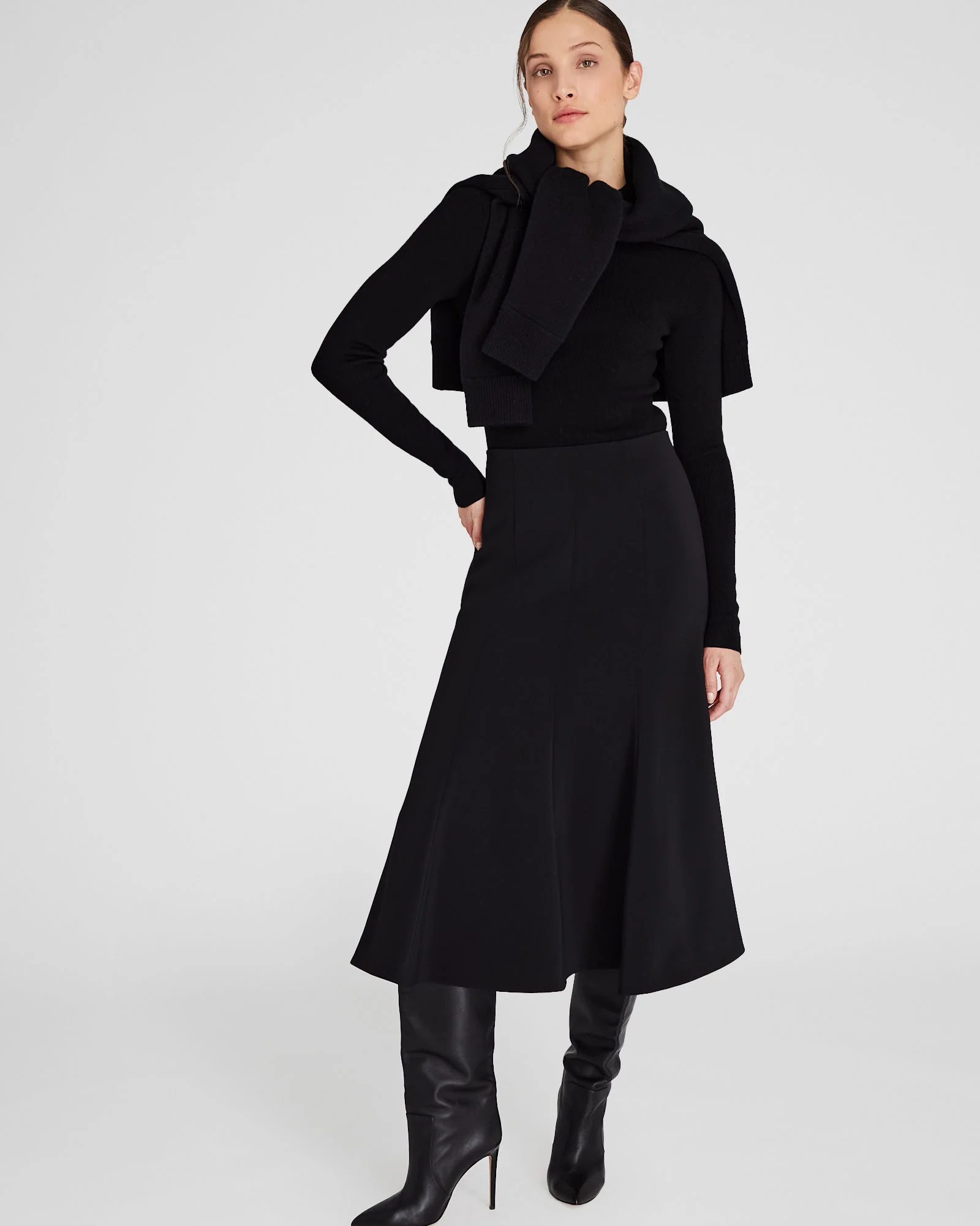 Crepe Fluted Midi Skirt