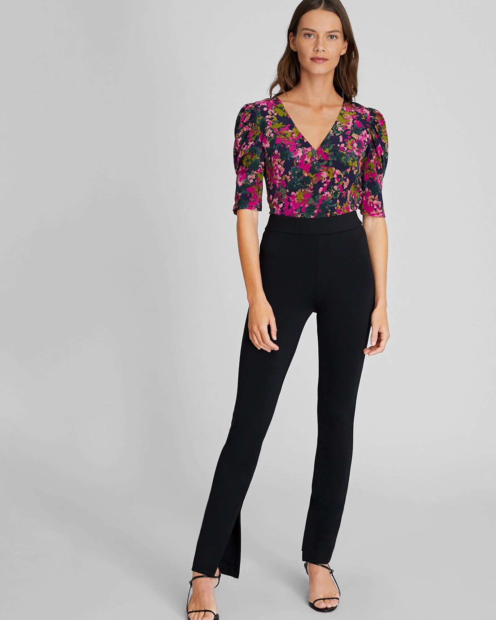 Silk Ruched Sleeve Top