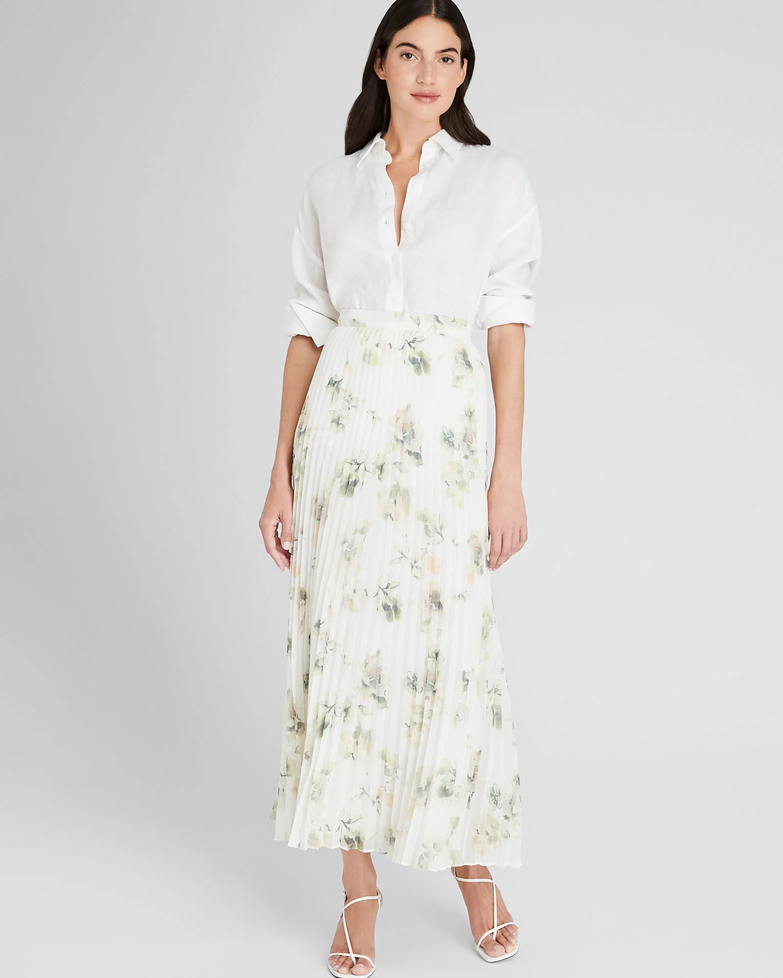 Floral Pleated Maxi Skirt