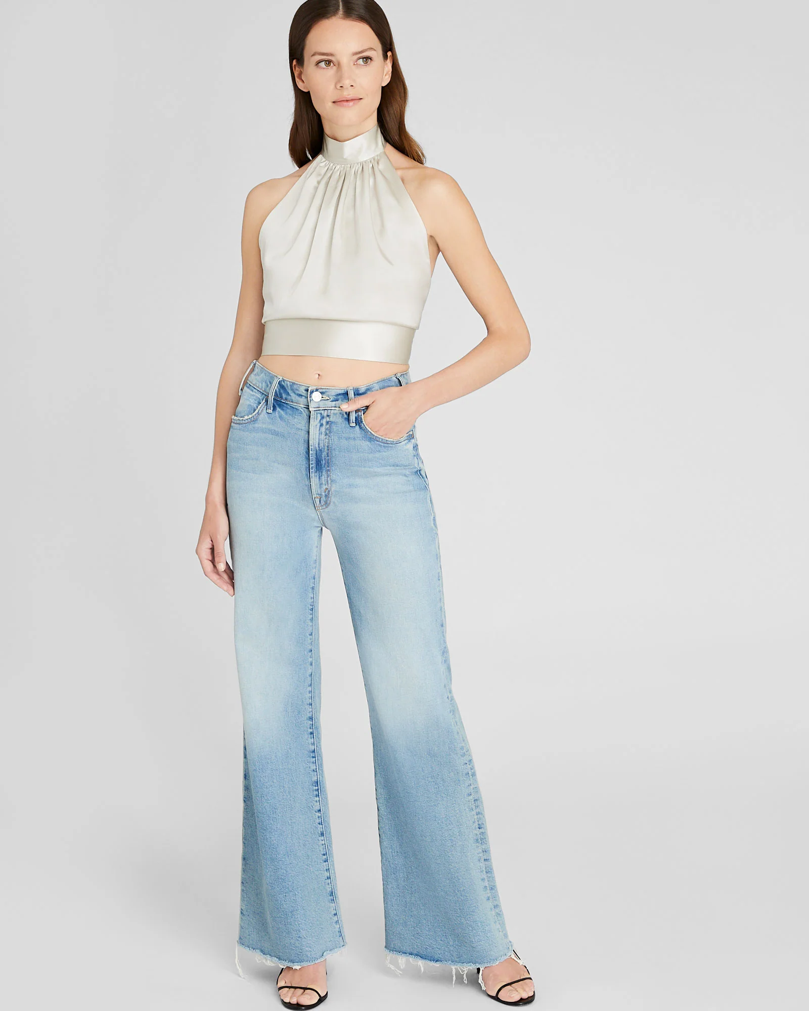 Silk Charmeuse Tie Halter Top