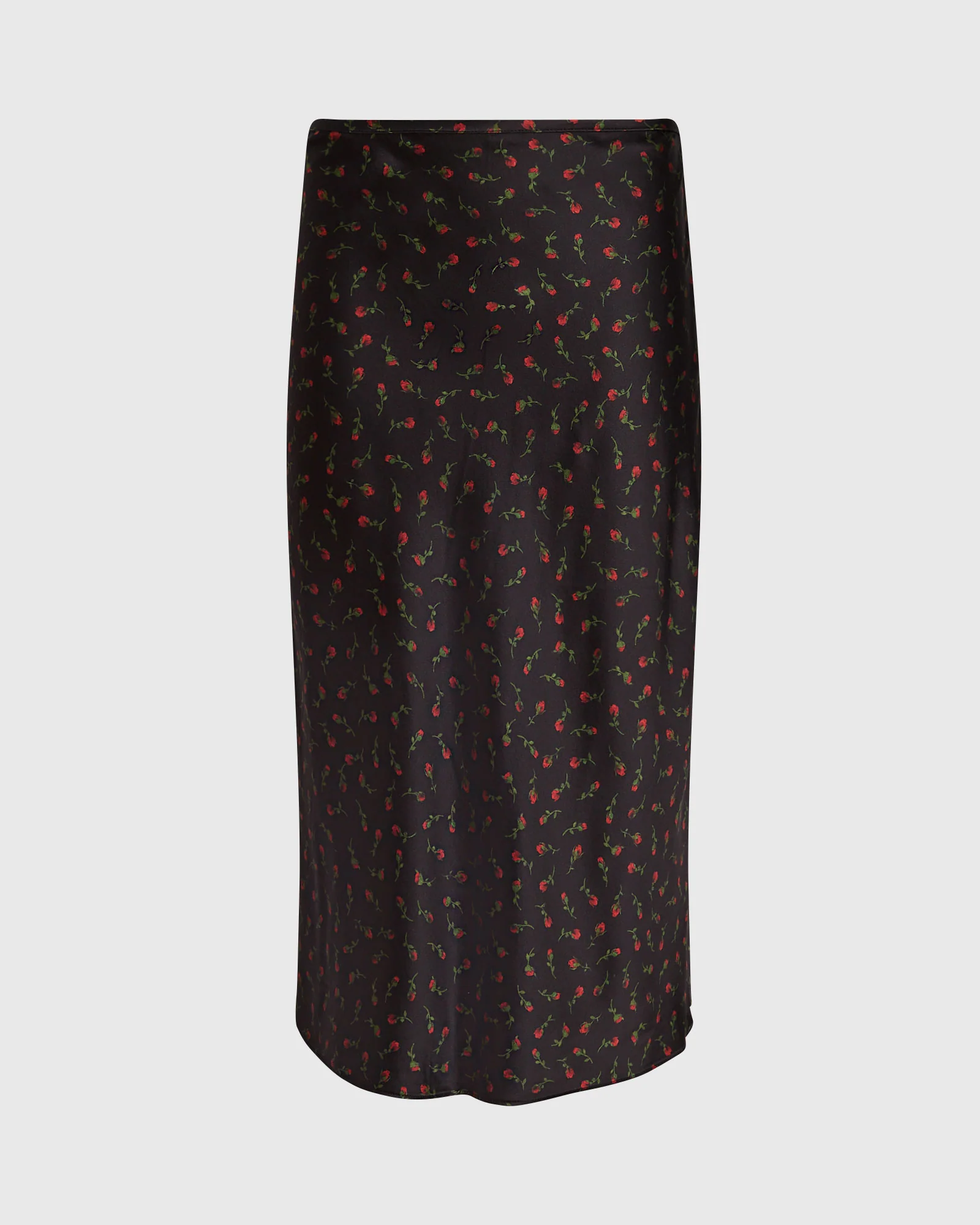 Floral Print Silk Charmeuse Midi Skirt