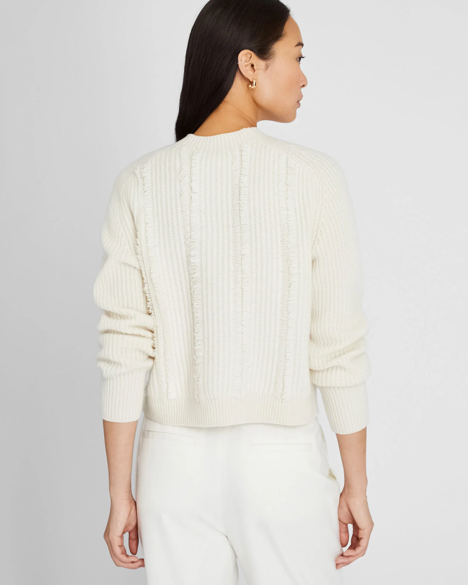 Cashmere Cropped Fringe Sweater