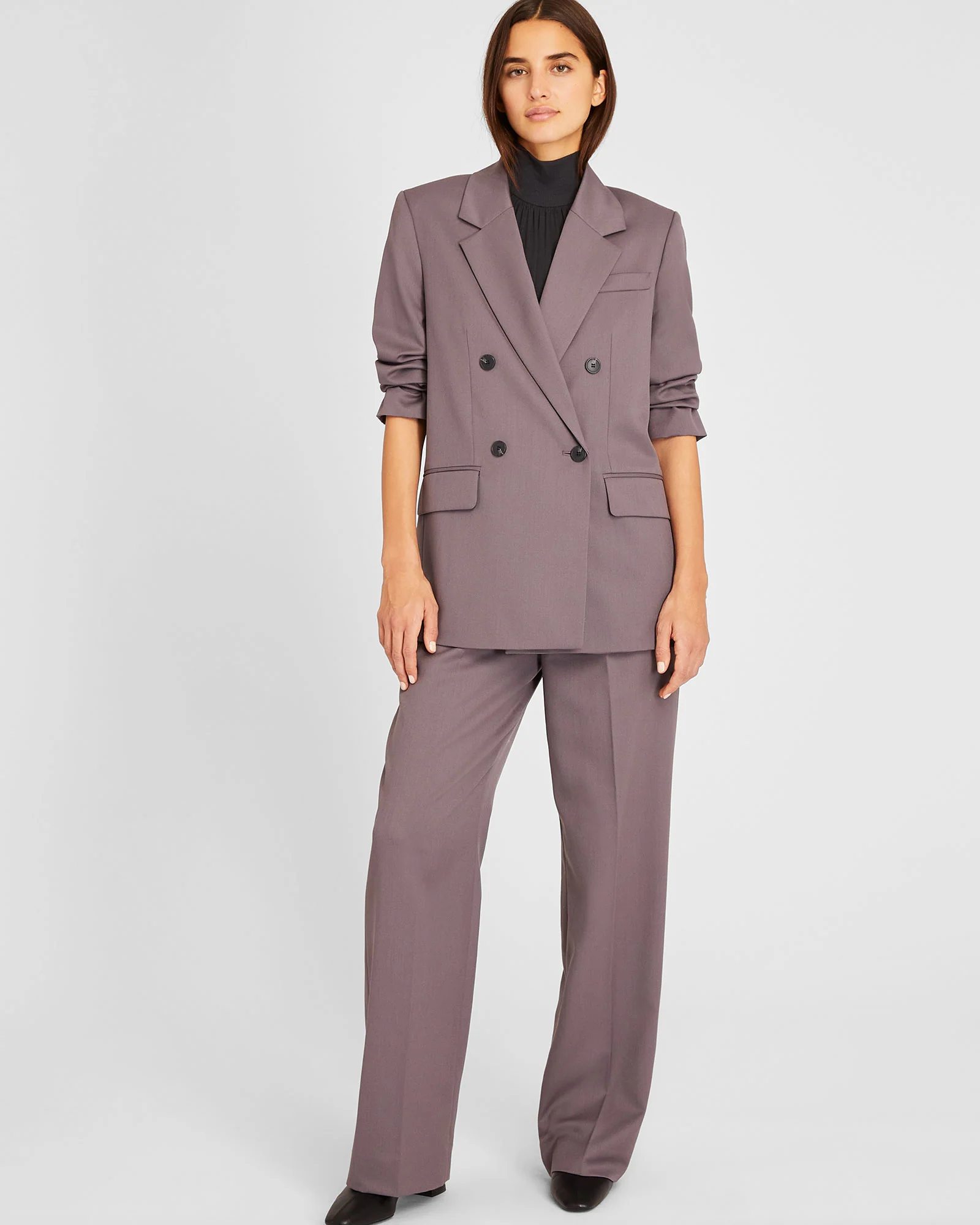 Lightweight Wool Relaxed Double Breasted Blazer