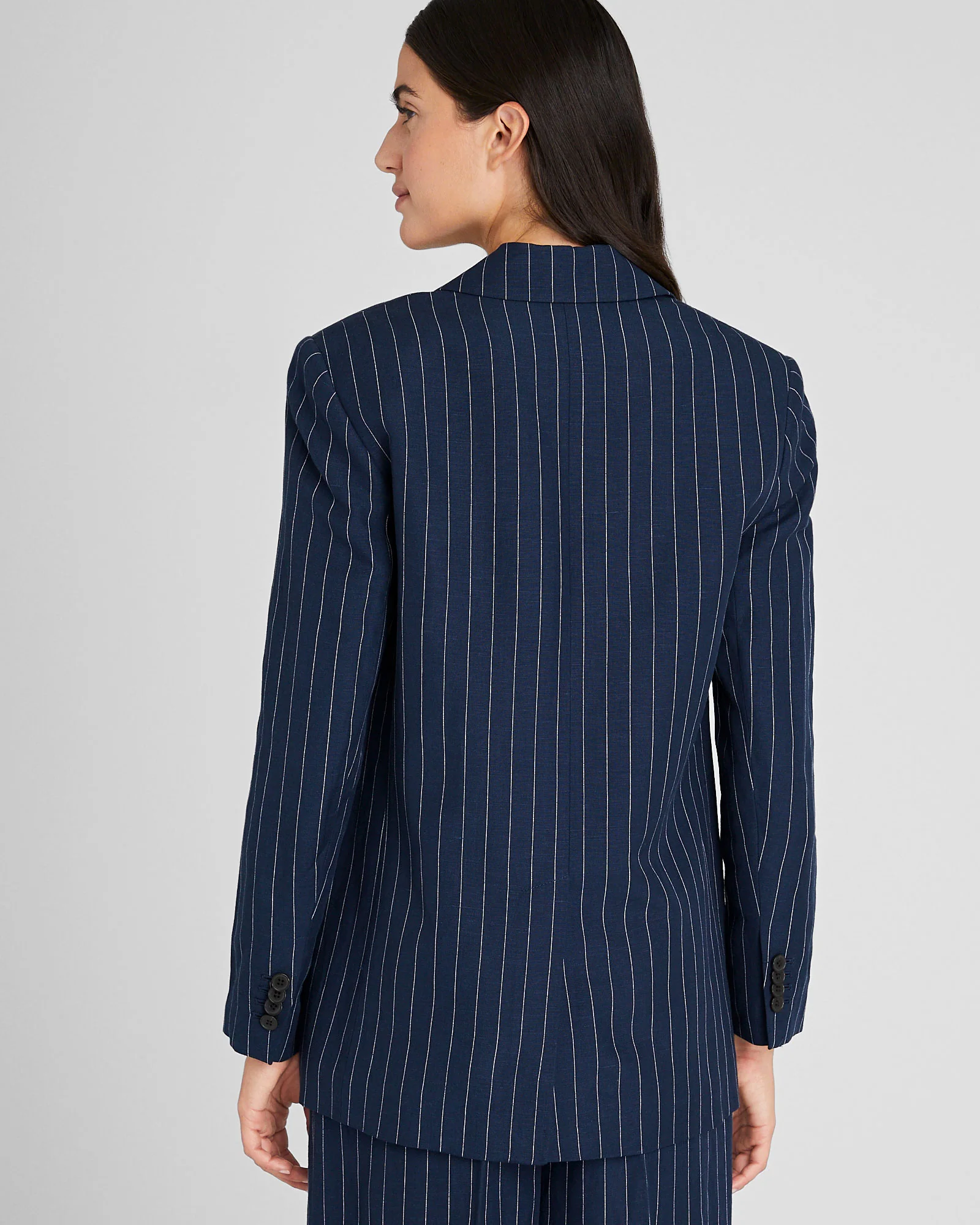 Pinstripe Single-Breasted Linen-Blend Blazer