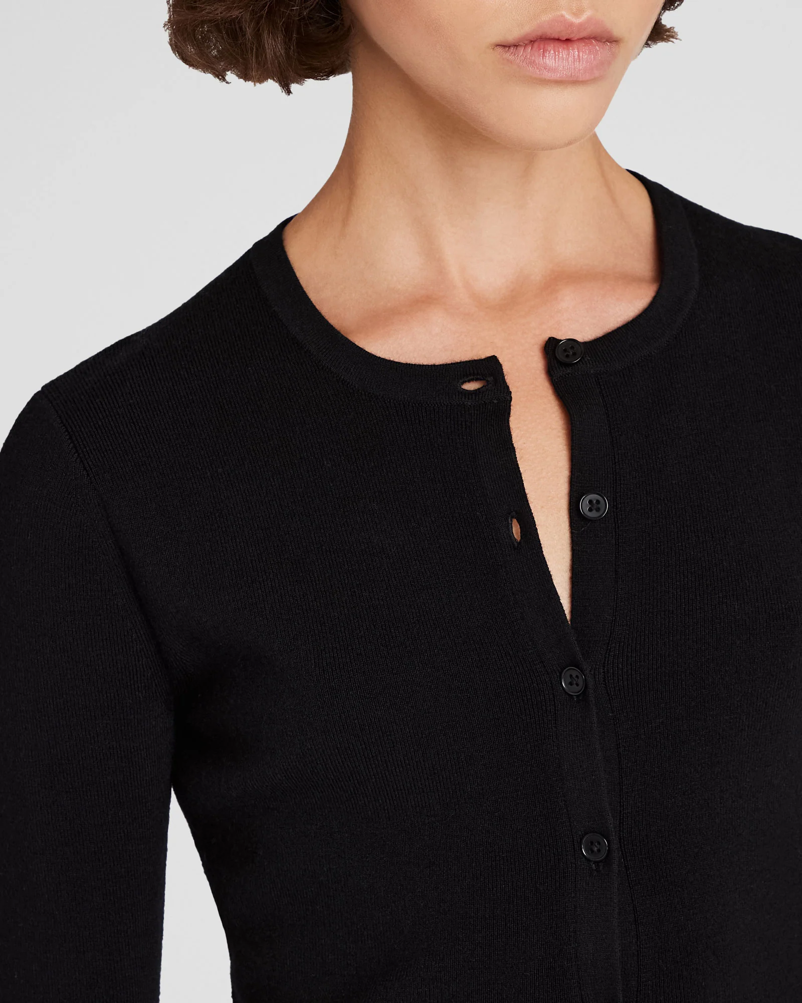 Merino Rib Cropped Cardigan