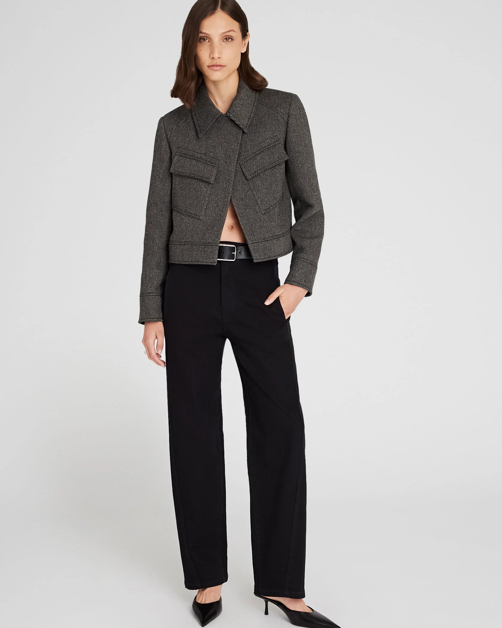 Cropped Wool Utility Jacket