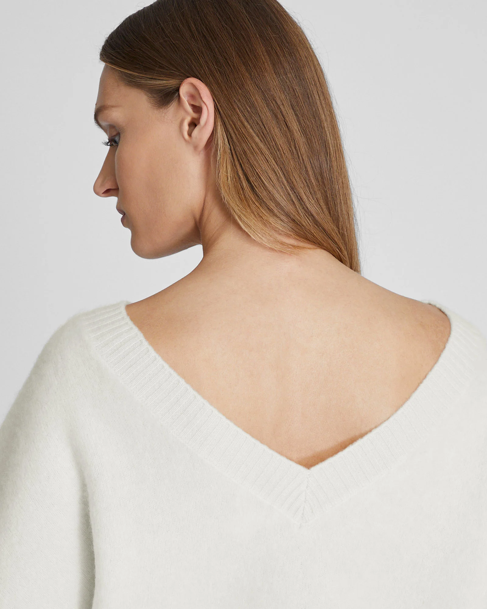 Brushed Cashmere V-Back Sweater