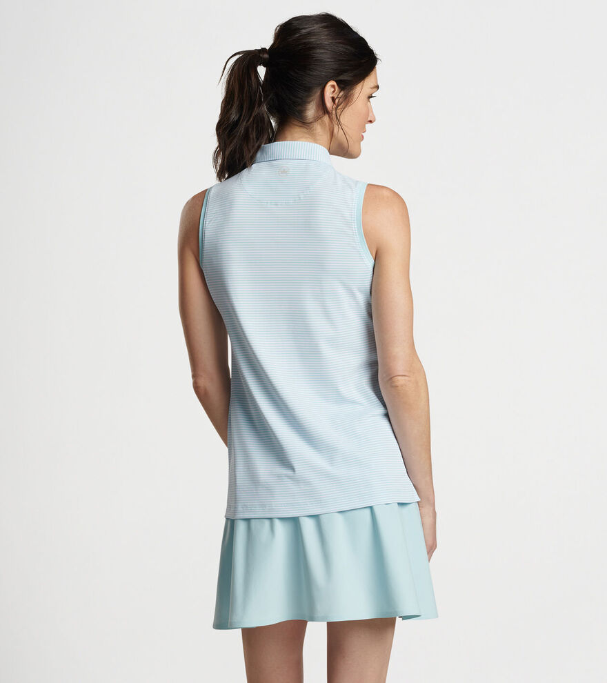 Vista Stripe Banded Sport Mesh Sleeveless Button Polo