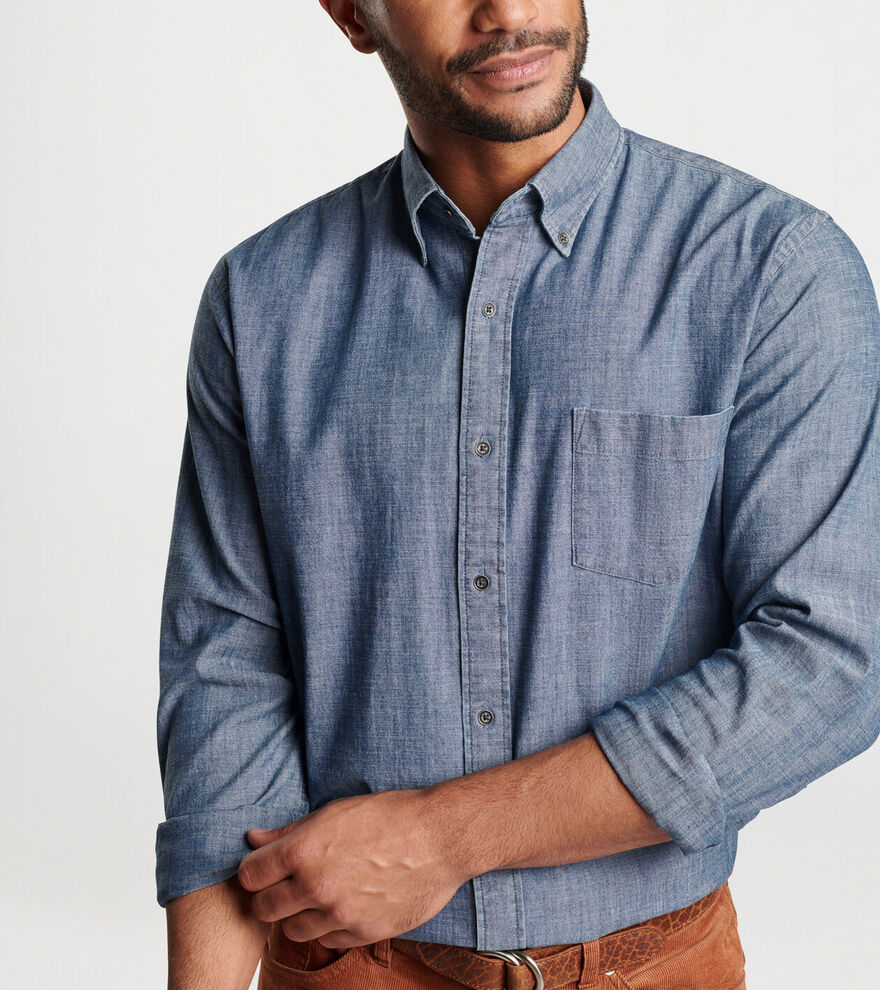 Tamworth Chambray Cotton-Stretch Sport Shirt