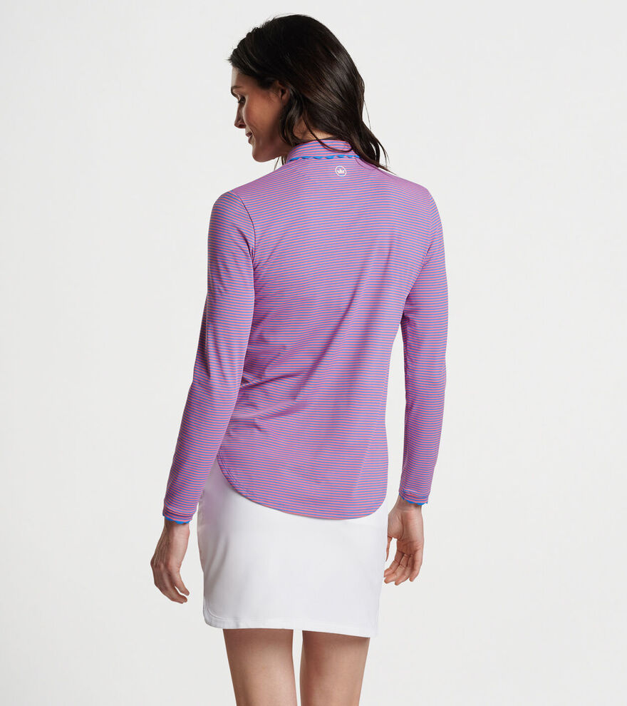 Vista Stripe Opal Long Sleeve Stretch Jersey Polo