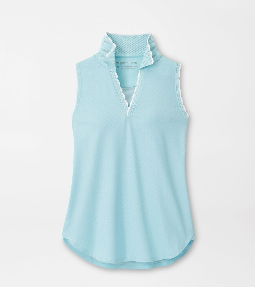 Geo Print Opal Sleeveless Stretch Jersey Polo