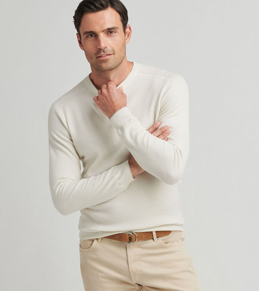 Voyager Cashmere-Silk Saddle Shoulder Crew