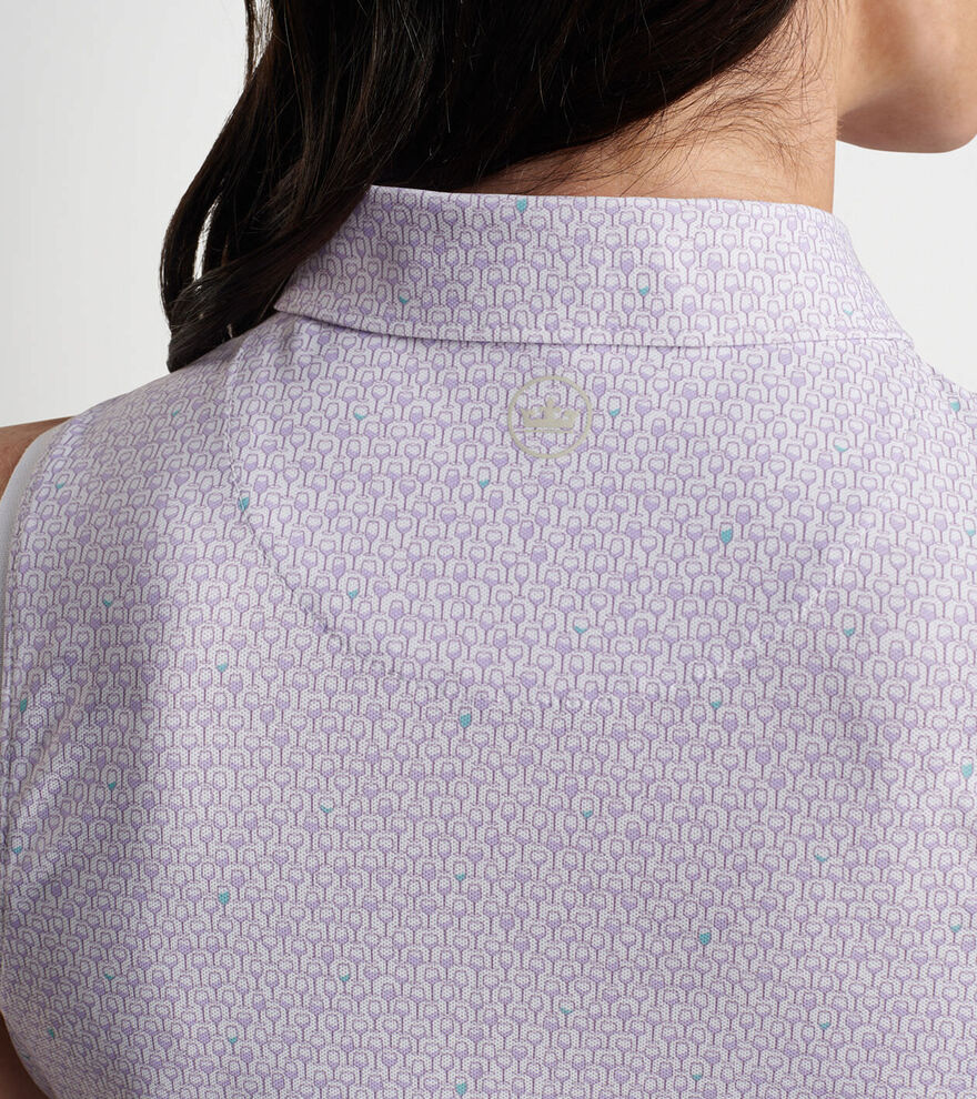 Sip and Swing Banded Sport Mesh Sleeveless Button Polo