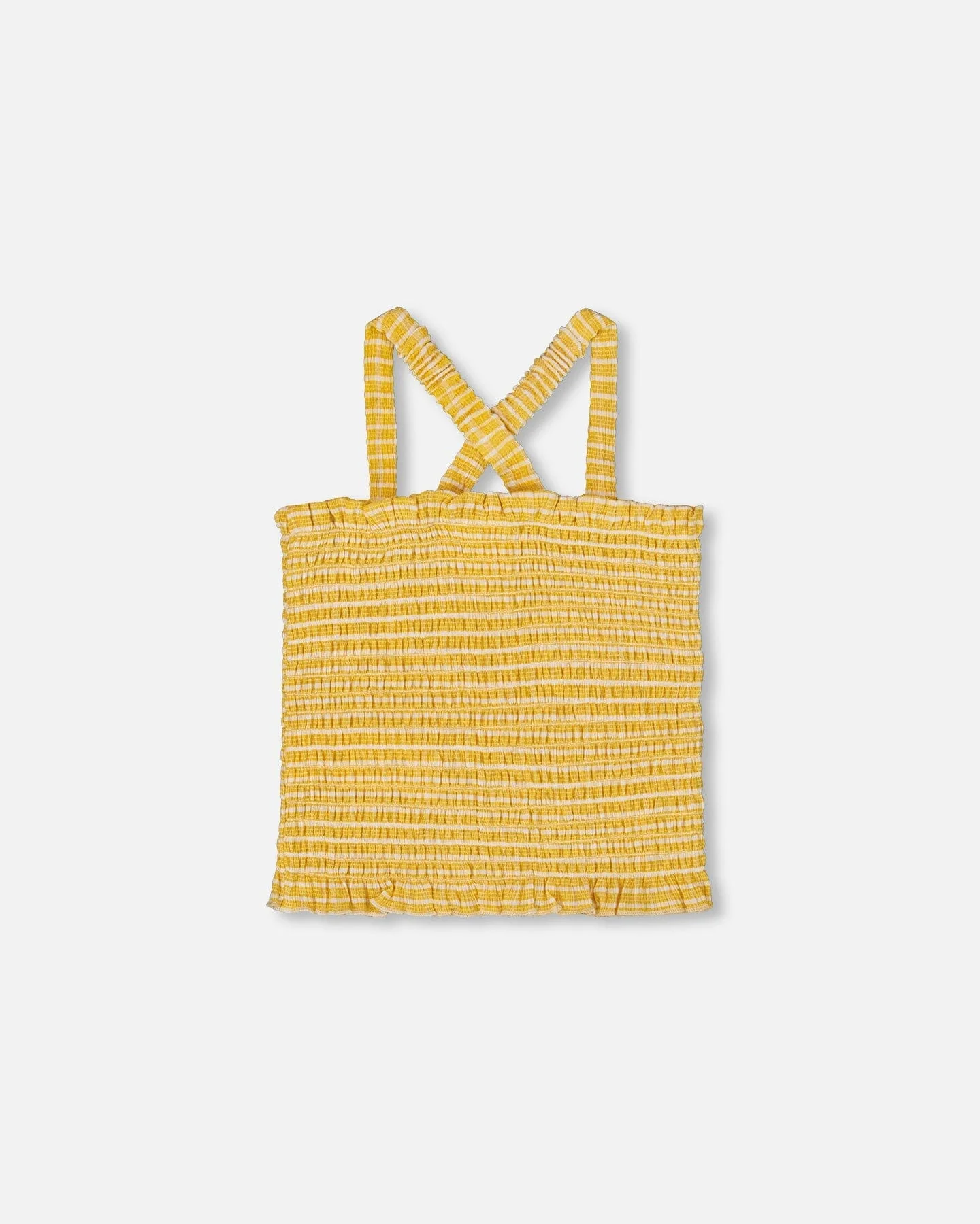 Smocked Tank Top Pale Yellow And White