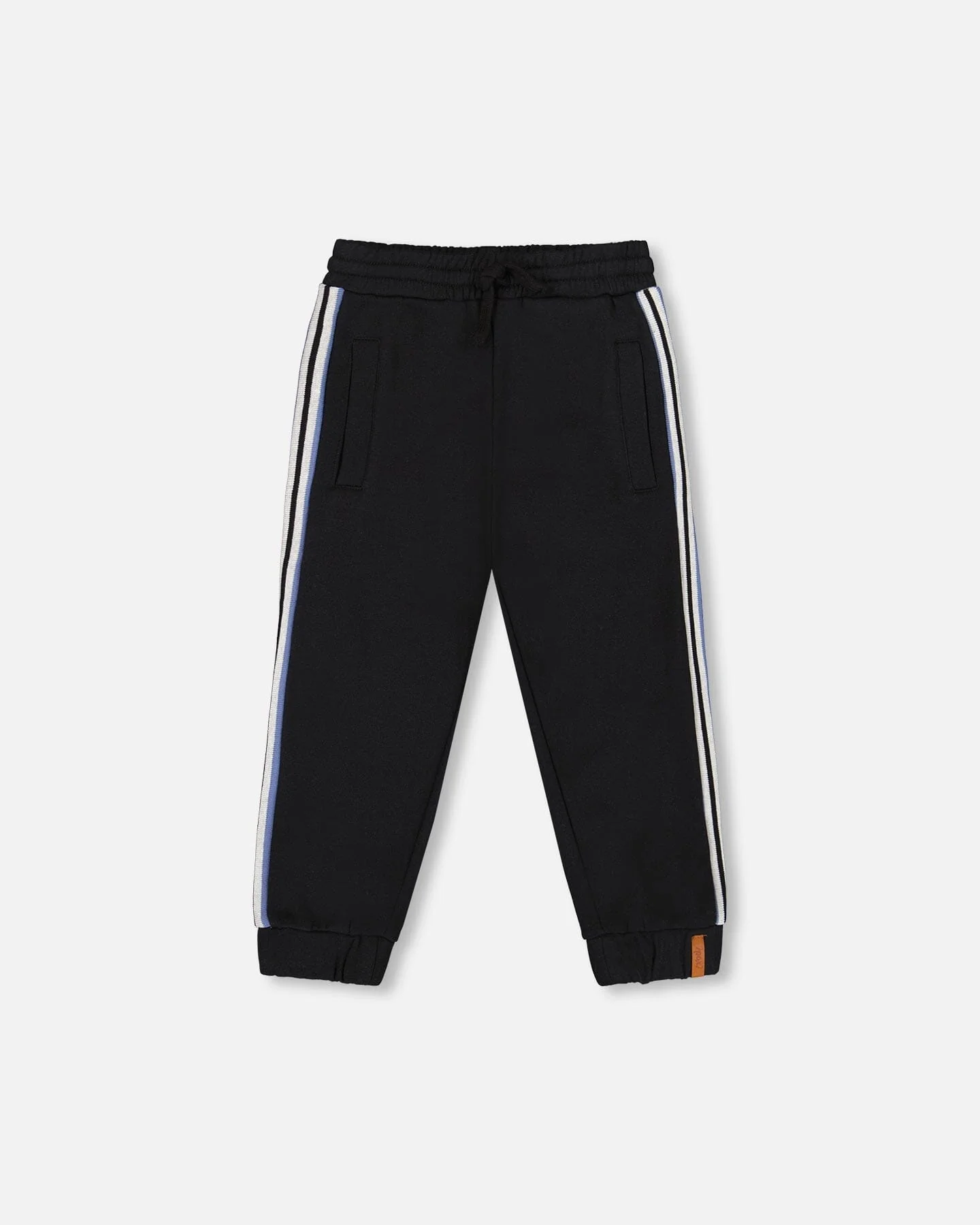 Fleece Sweatpants With Side Stripes Black