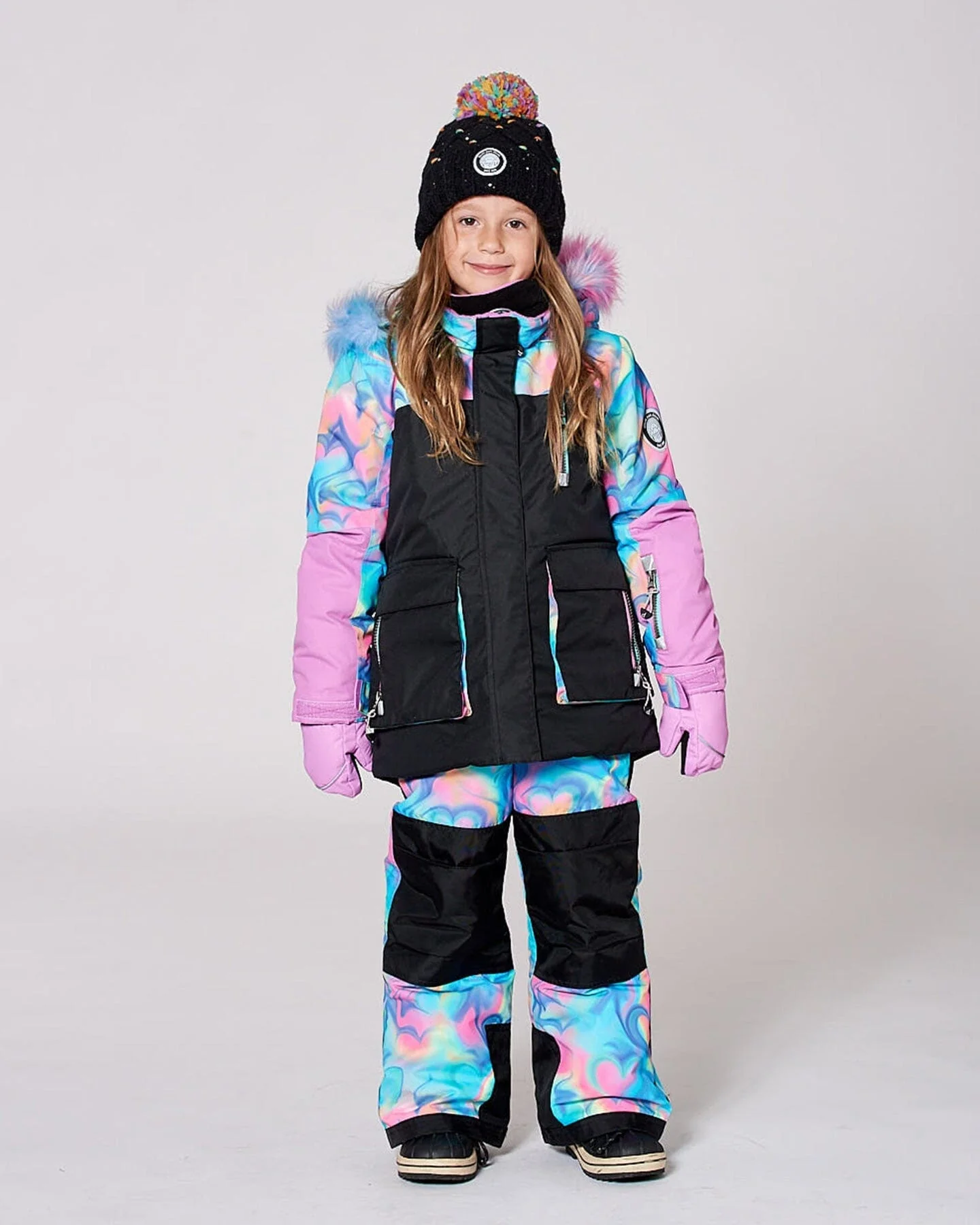 Two-Piece Play Snowsuit Rainbow Heart Print