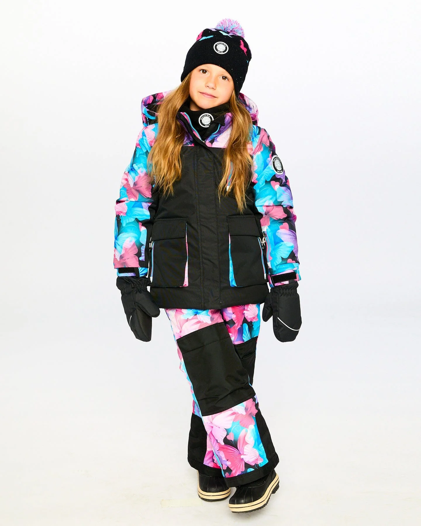 Two-Piece Play Snowsuit Black Butterfly Print