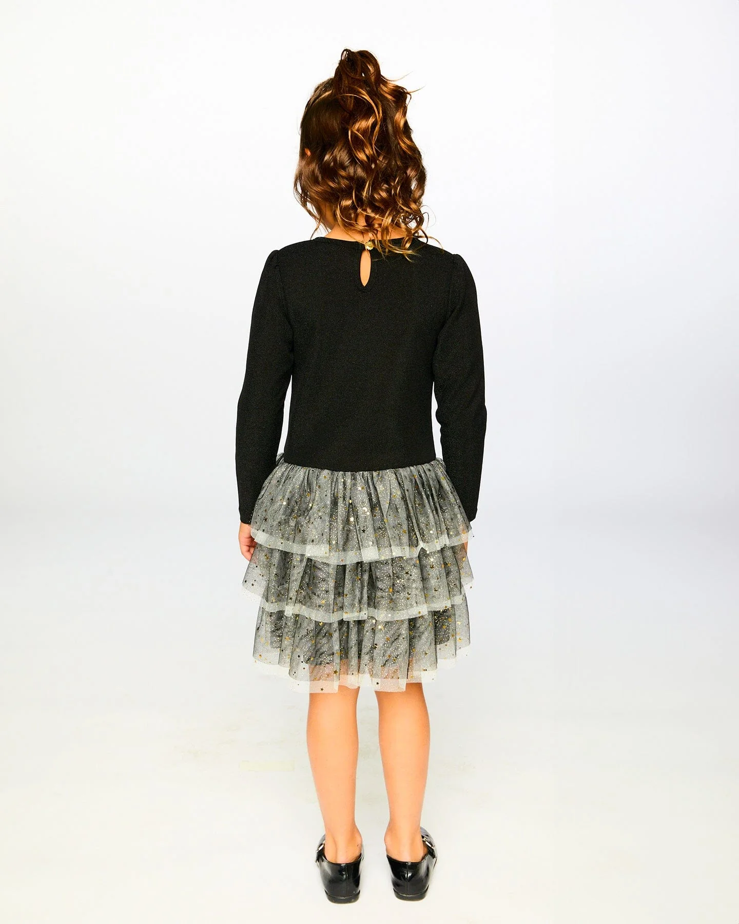 Glittering Mesh Skirt Party Dress Black