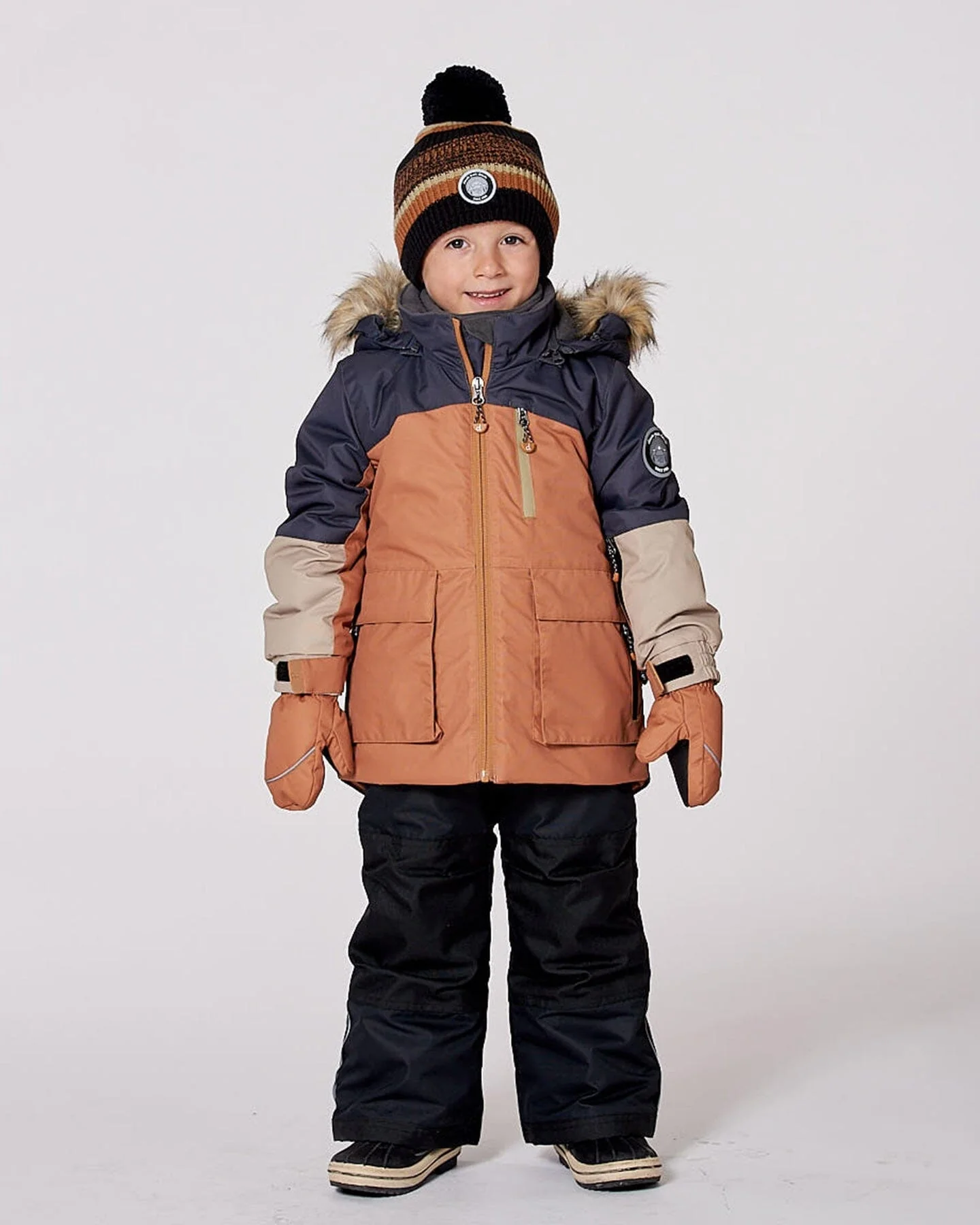 Two-Piece Play Snowsuit With Colorblocked Jacket Black