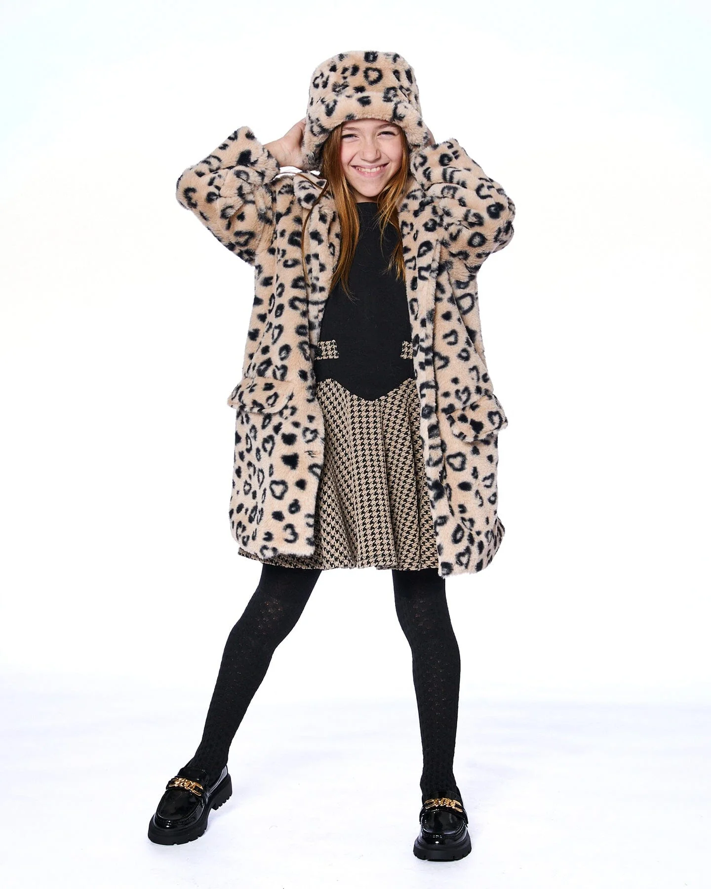 Printed Fake Fur Bucket Hat