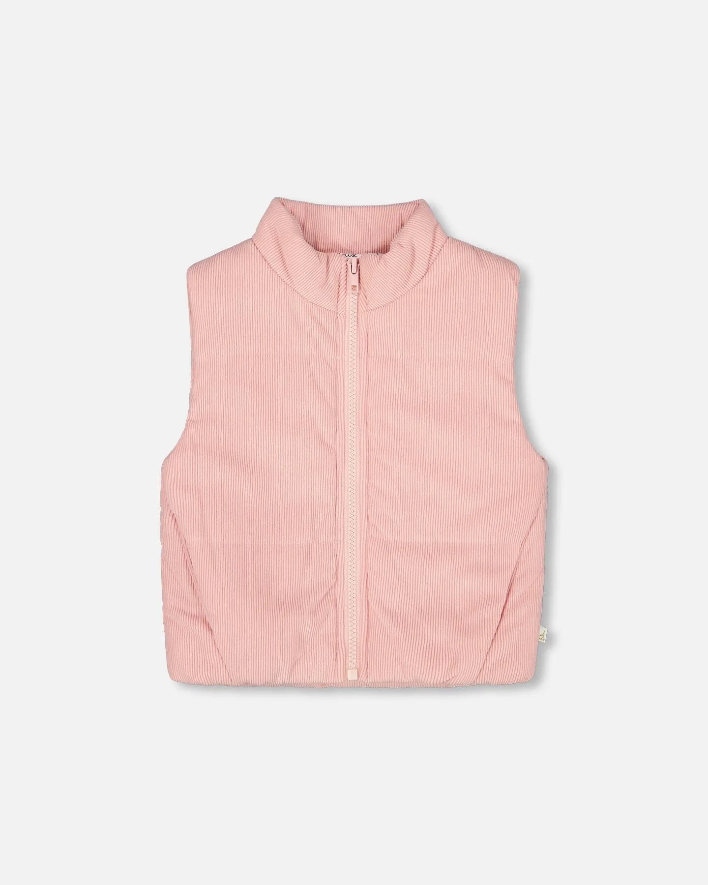 Corduroy Puffy Sleeveless Vest Dusty Pink