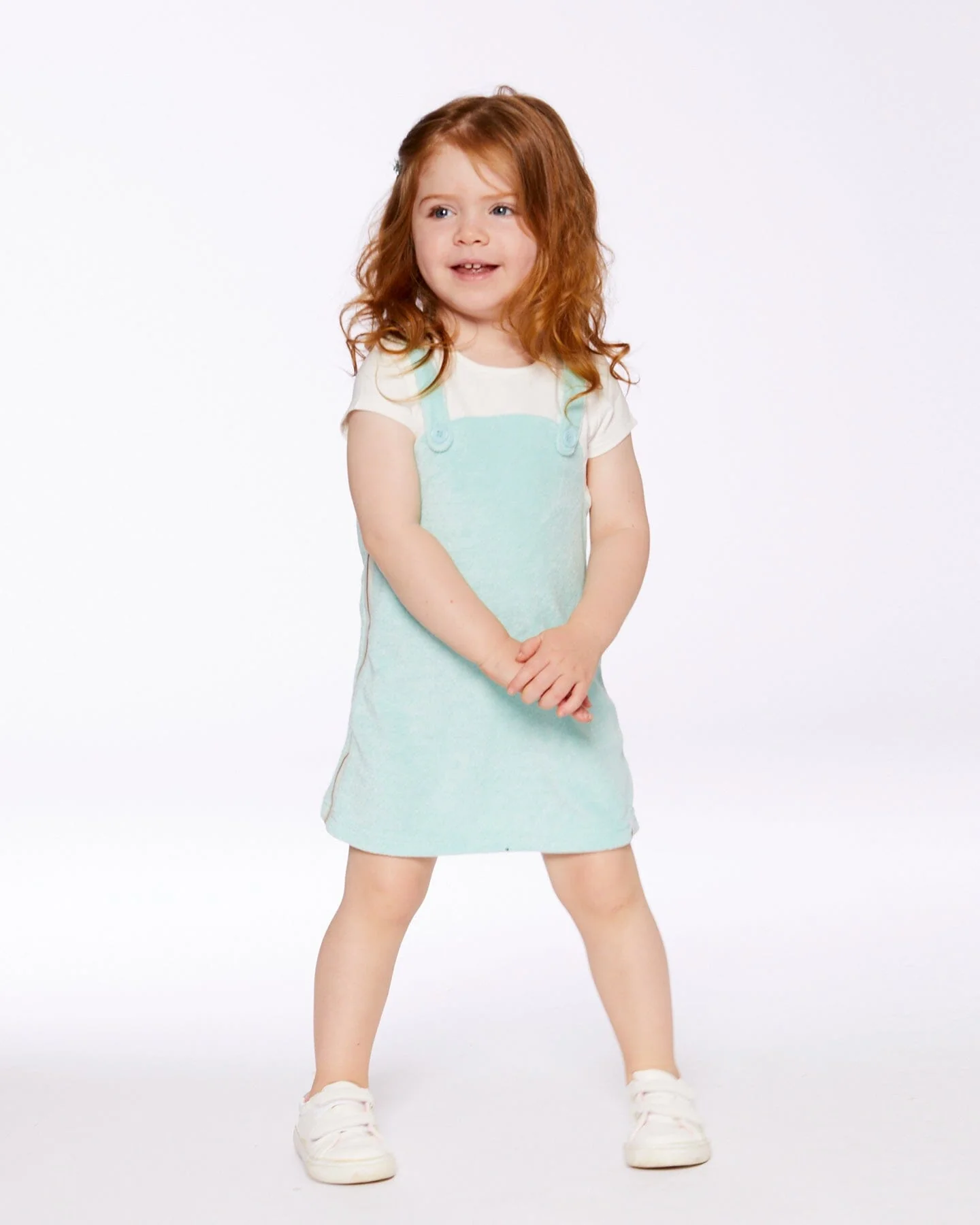 Terry Cloth Dress Turquoise And Off-White