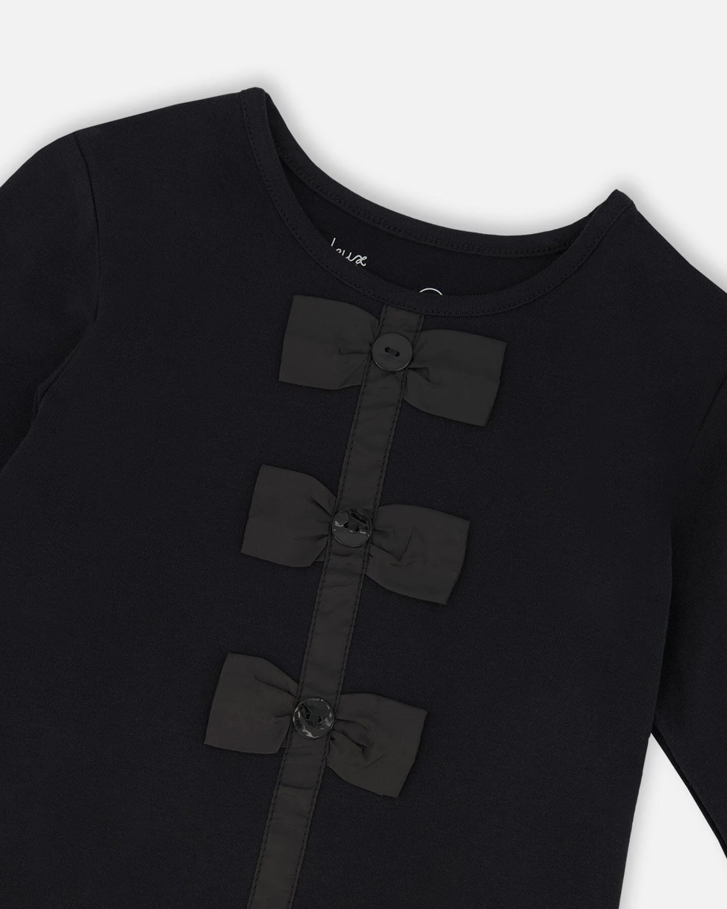 Long Sleeve Organic Cotton Jersey Bow Tee Black