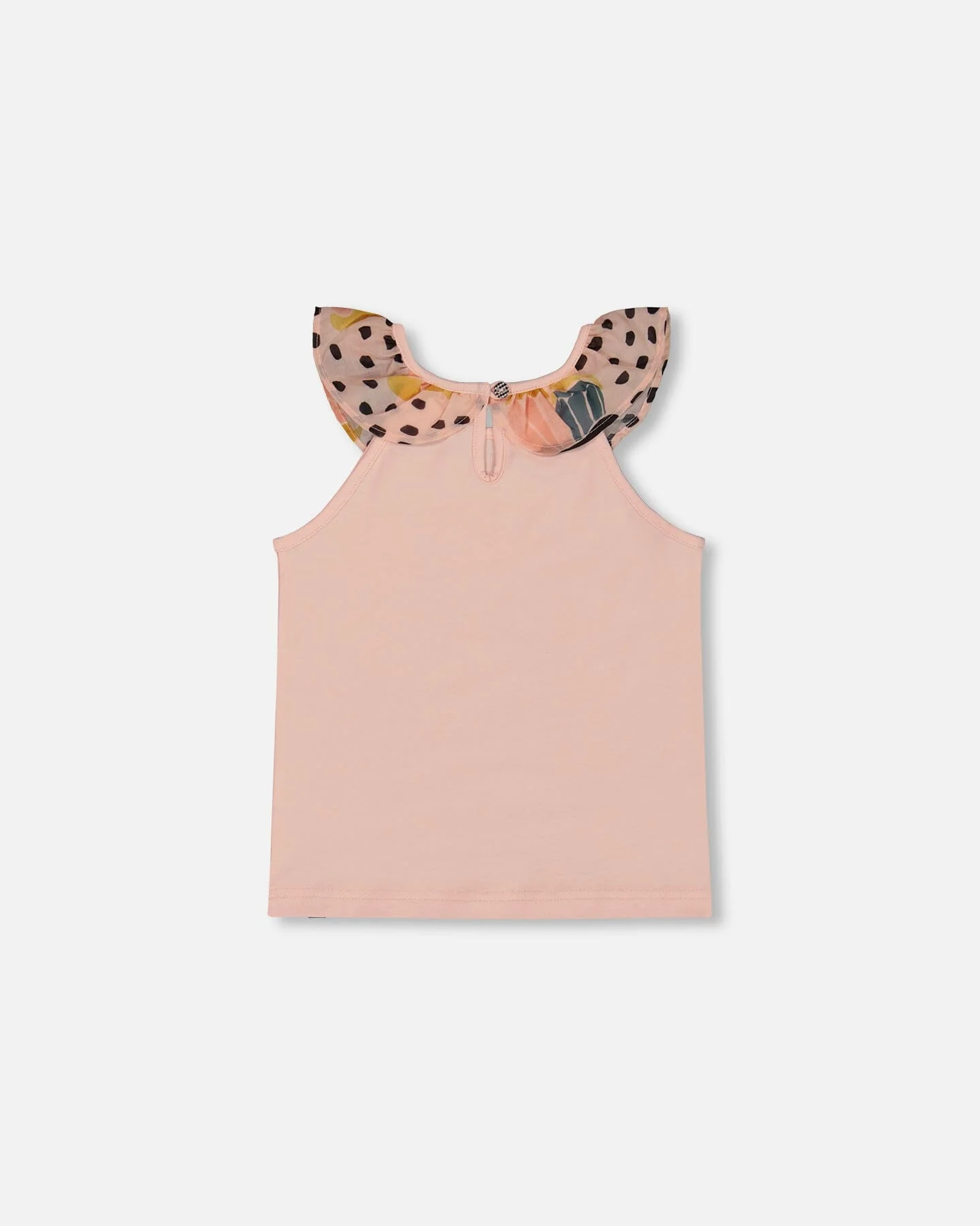 Organic Cotton Tank Top With Frill Pink And Black Butterfly