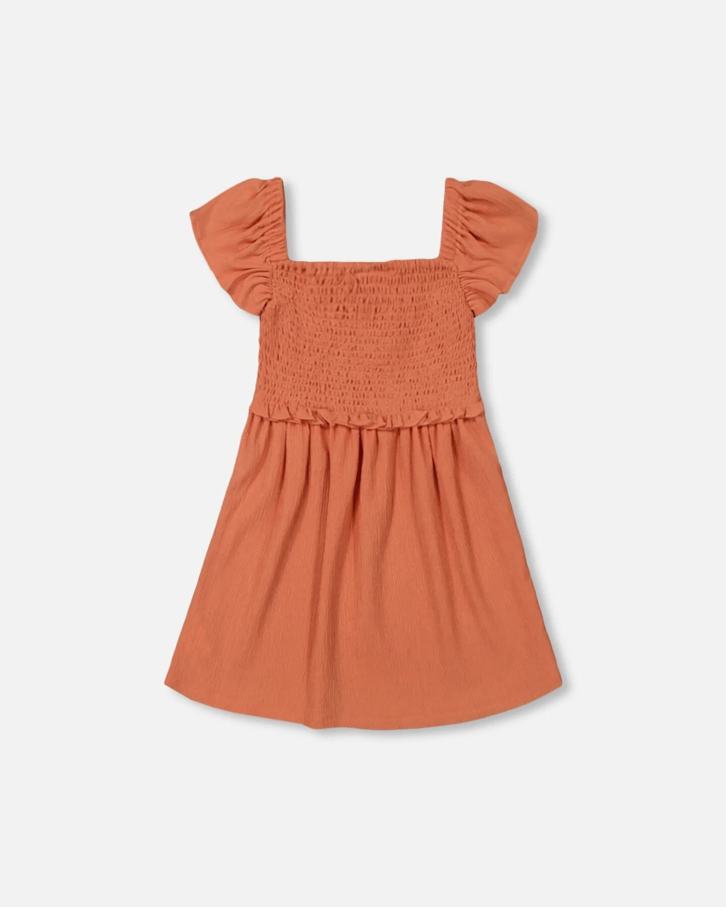 Textured Smocked Dress Orange