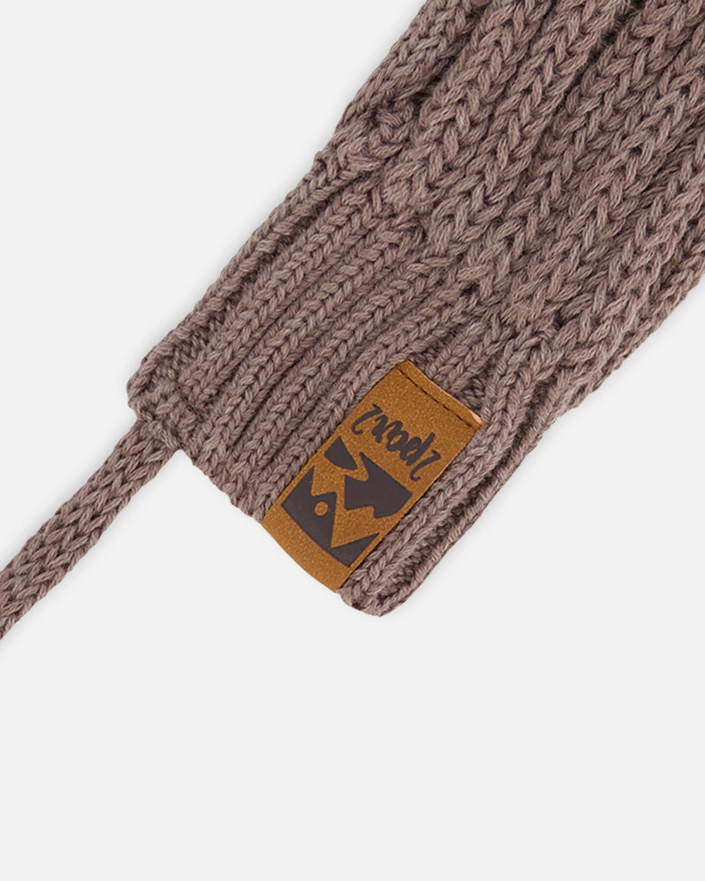 Baby Knit Mittens With String Taupe