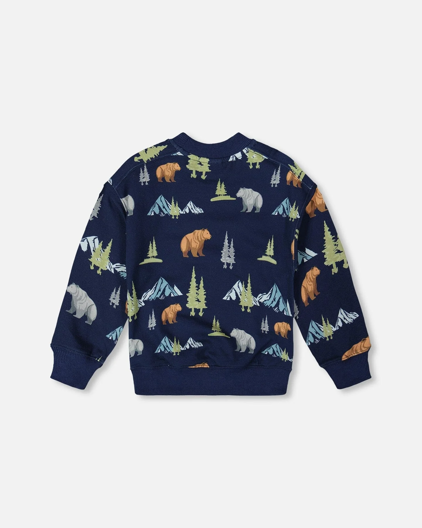 Pullover Fleece Sweatshirt Navy Animal Print